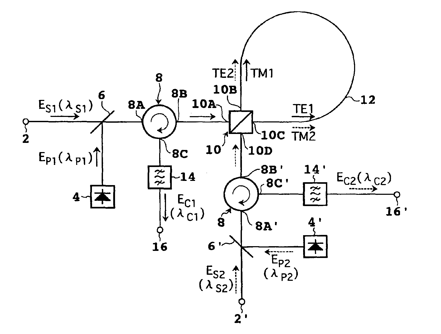 Device and system for phase conjugate conversion and wavelength conversion