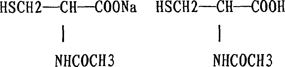 Sodium acetylcysteine for removing phlegm and curing hepatopathy and preparation method thereof