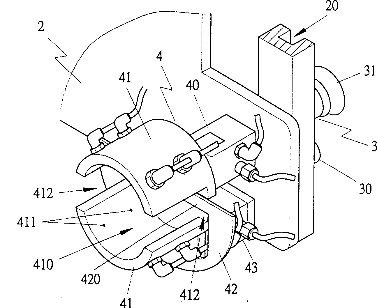 Device for fetching/putting volume label of sticking mark inside module