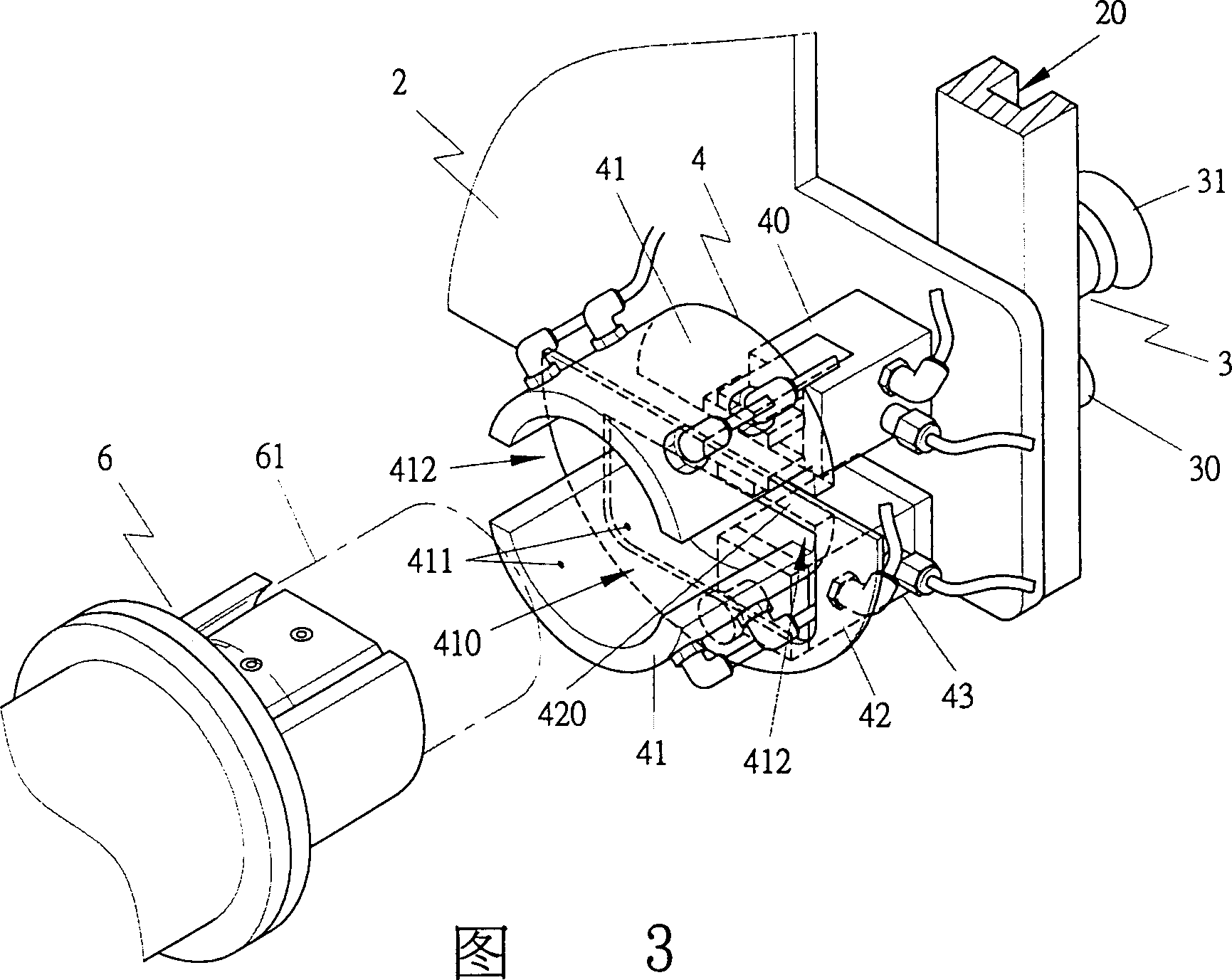 Device for fetching/putting volume label of sticking mark inside module