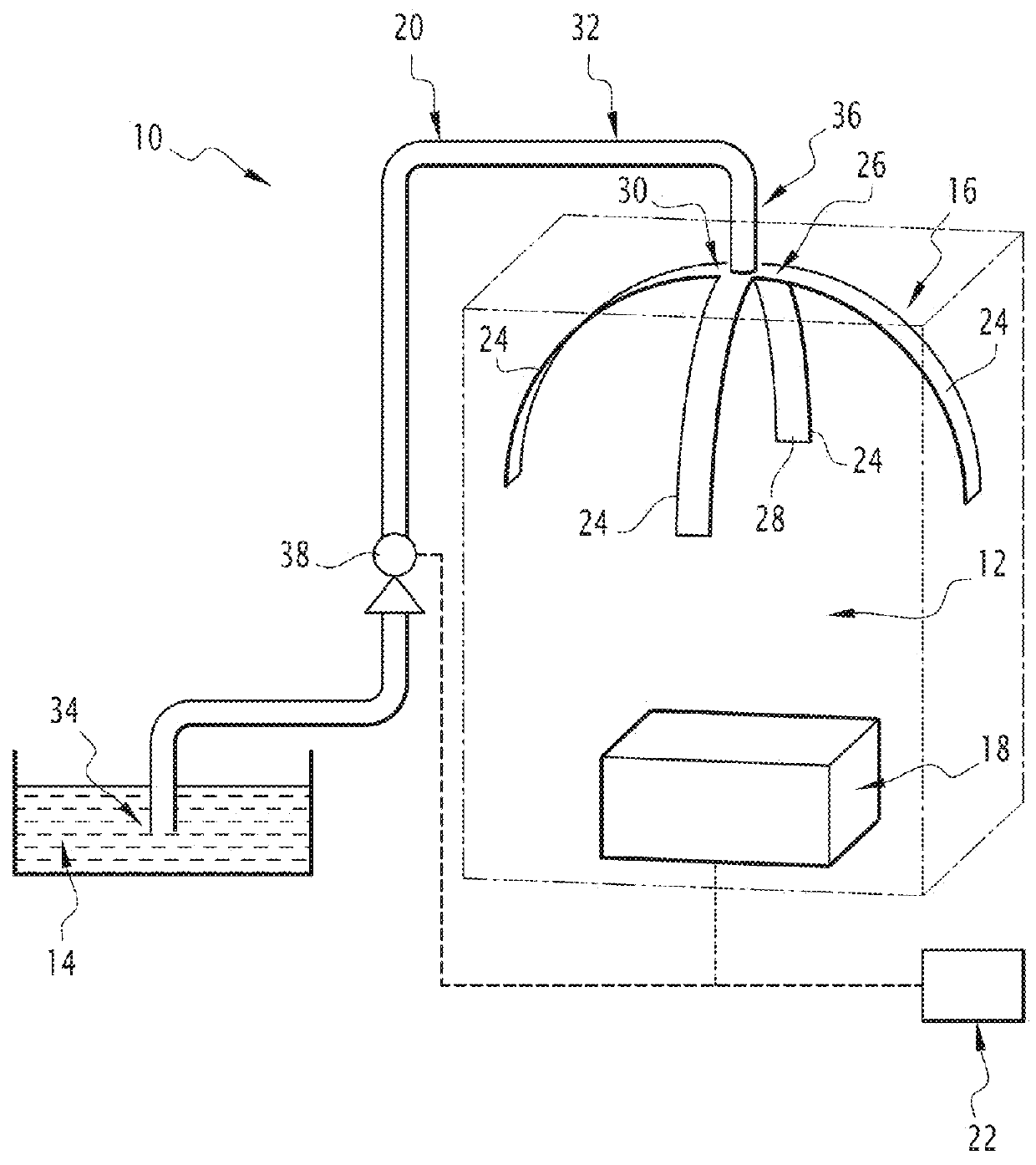Device for evaporating a liquid and related method