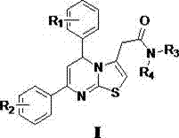 5, 7-diphenyl-5H-thiazole [3, 2-a] pyrimidine-3-acetamide derivatives and application