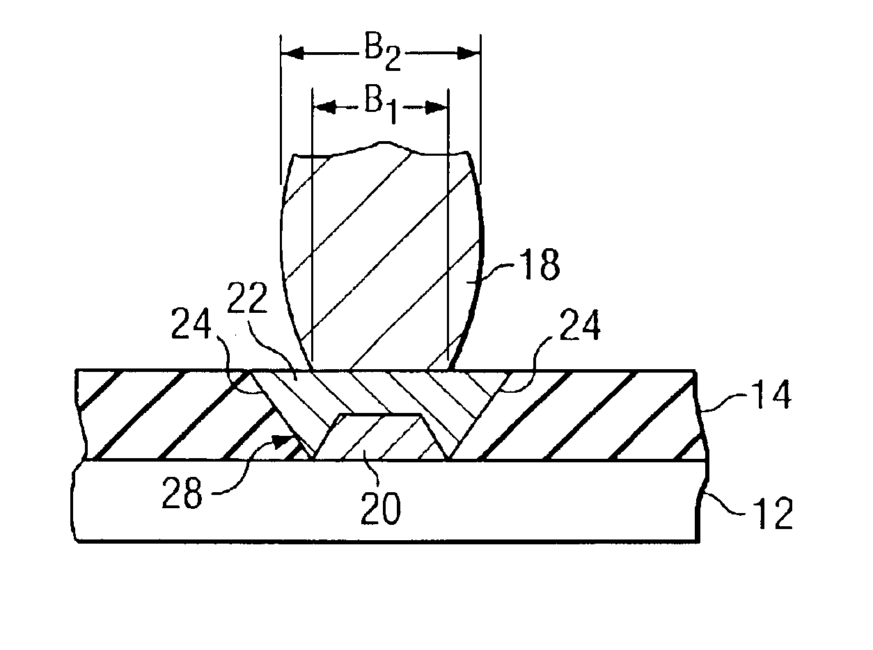 Built-up bump pad structure and method for same