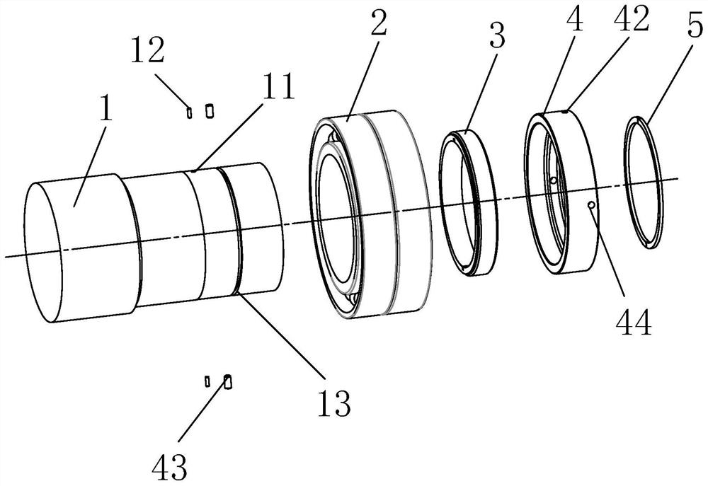 Axial pre-tightening and positioning structure of mechanical tensioning shaft and winding equipment