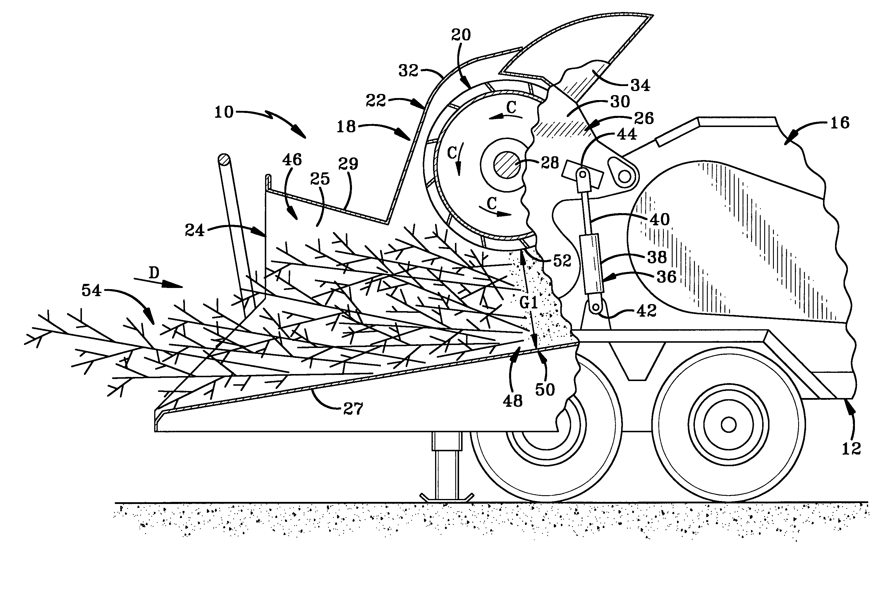 Chipper feed mechanism with pulsating down pressure