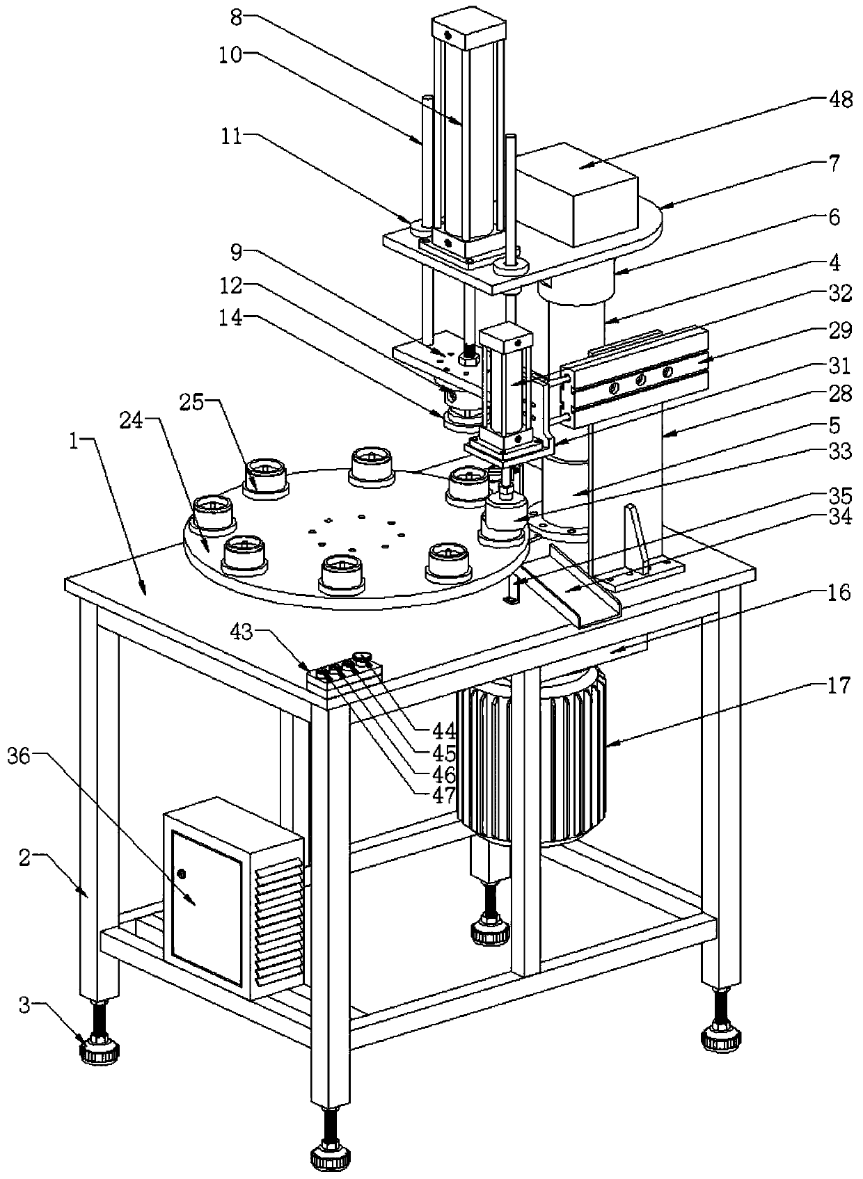 Automatic spot welding device for sealing plate of filter