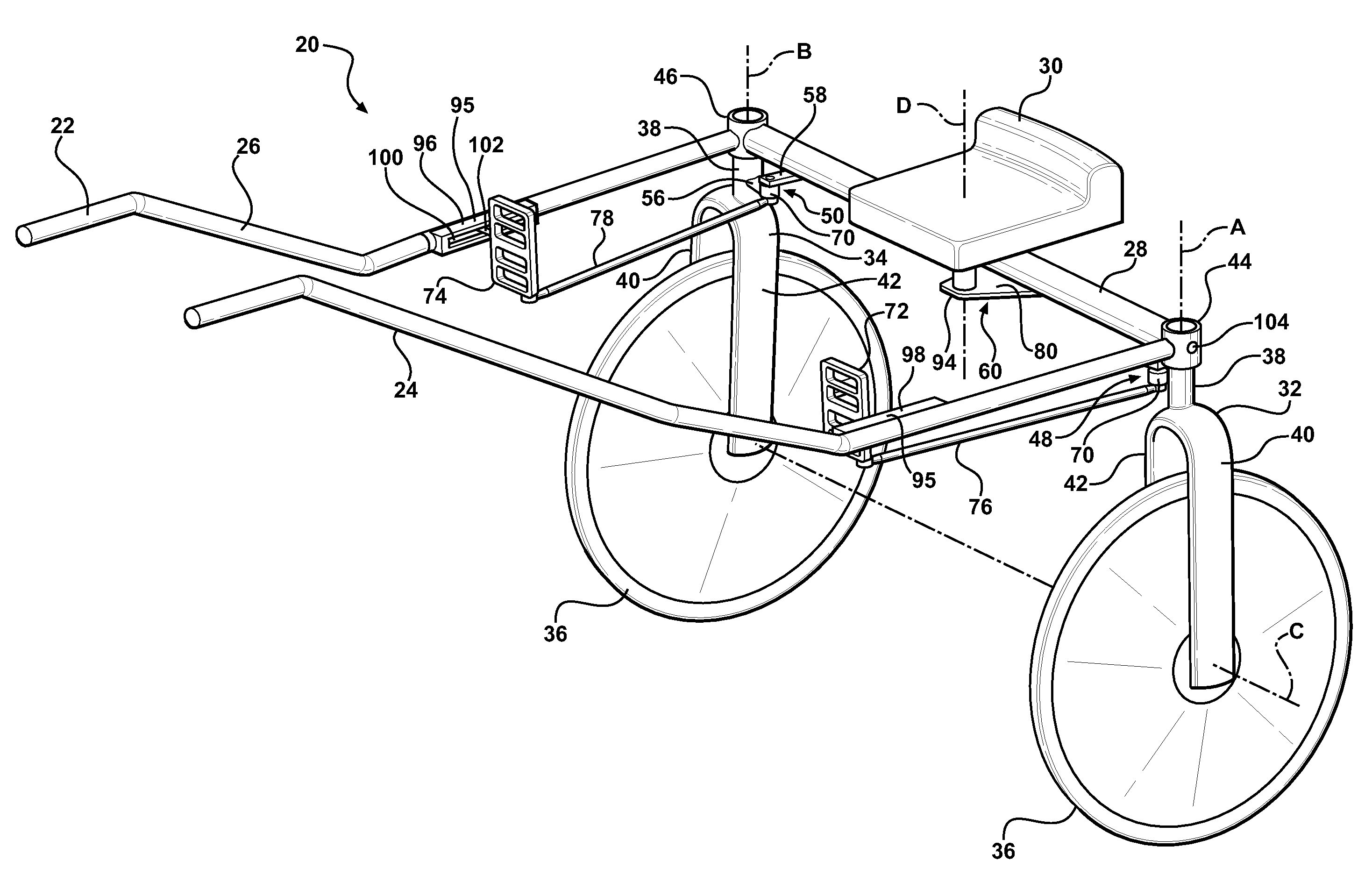 Sulky including steerable wheels