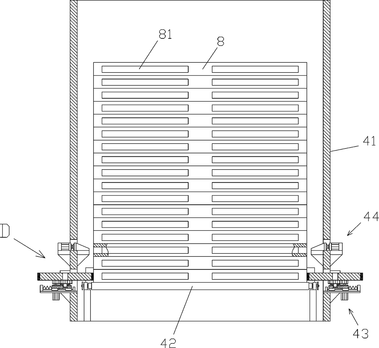 Feedstuff bag stacking device and method