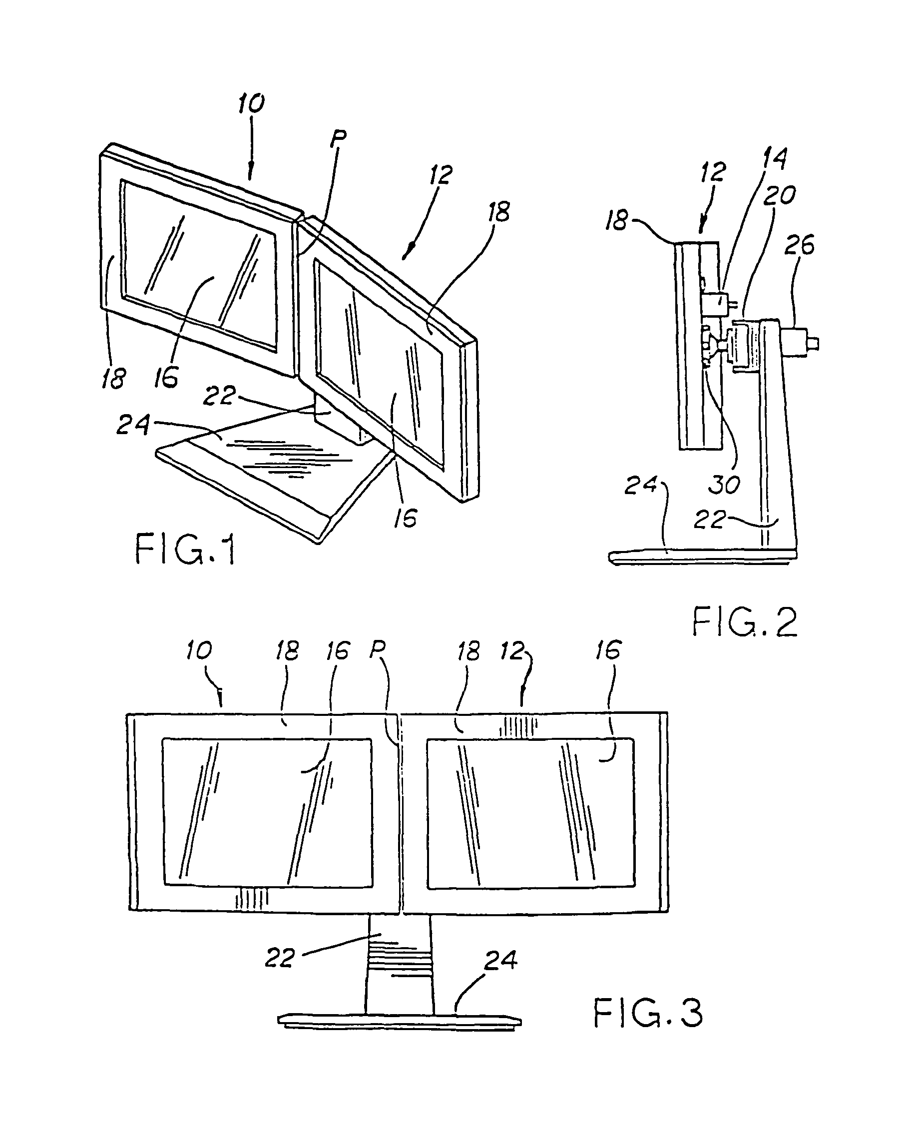 Computer display screen system and adjustable screen mount, and swinging screens therefor
