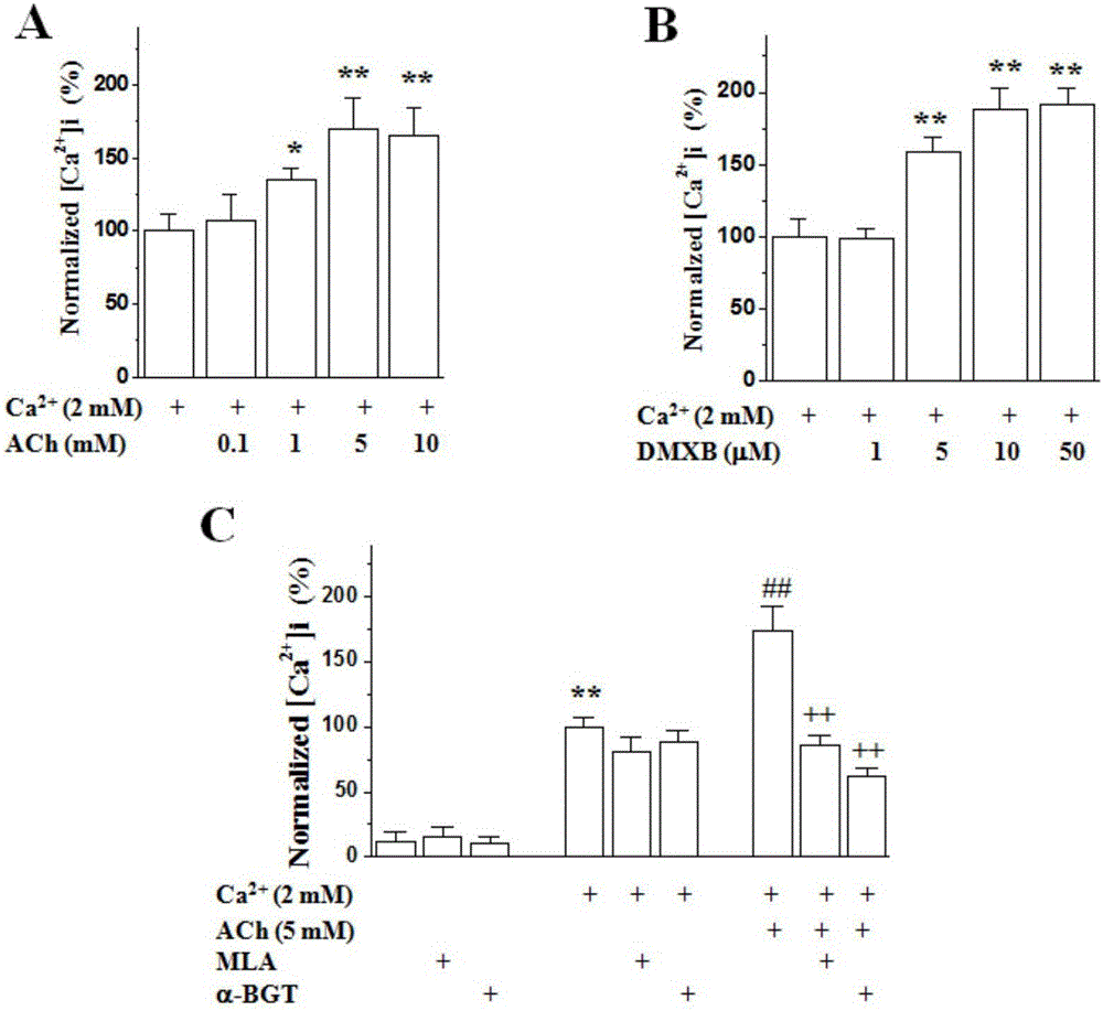 Method for detecting activity of alpha7nAChR of blood platelets and application of alpha7nAChR