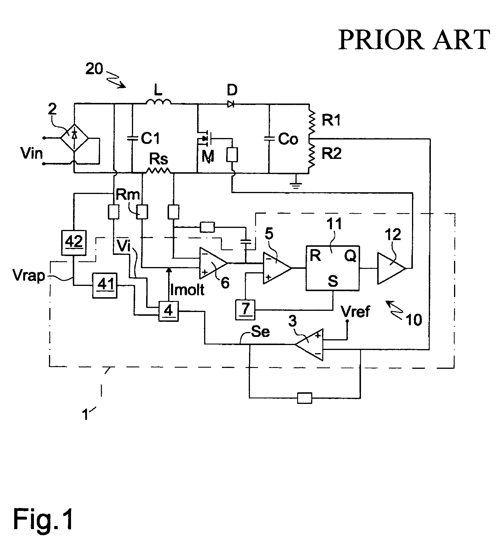 Device for power factor correction in forced switching power supply units