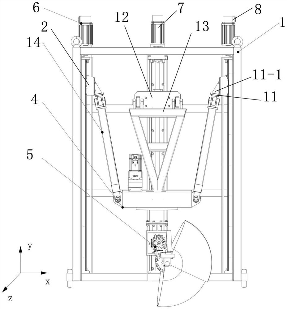 Fermented grain discharging device based on parallel mechanism