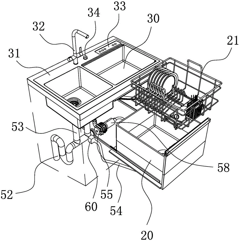 Drawer-type integrated dishwasher