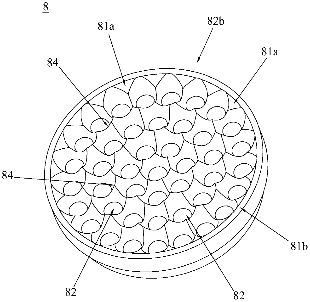 Thermoplastic material filter screen baffle and extrusion device