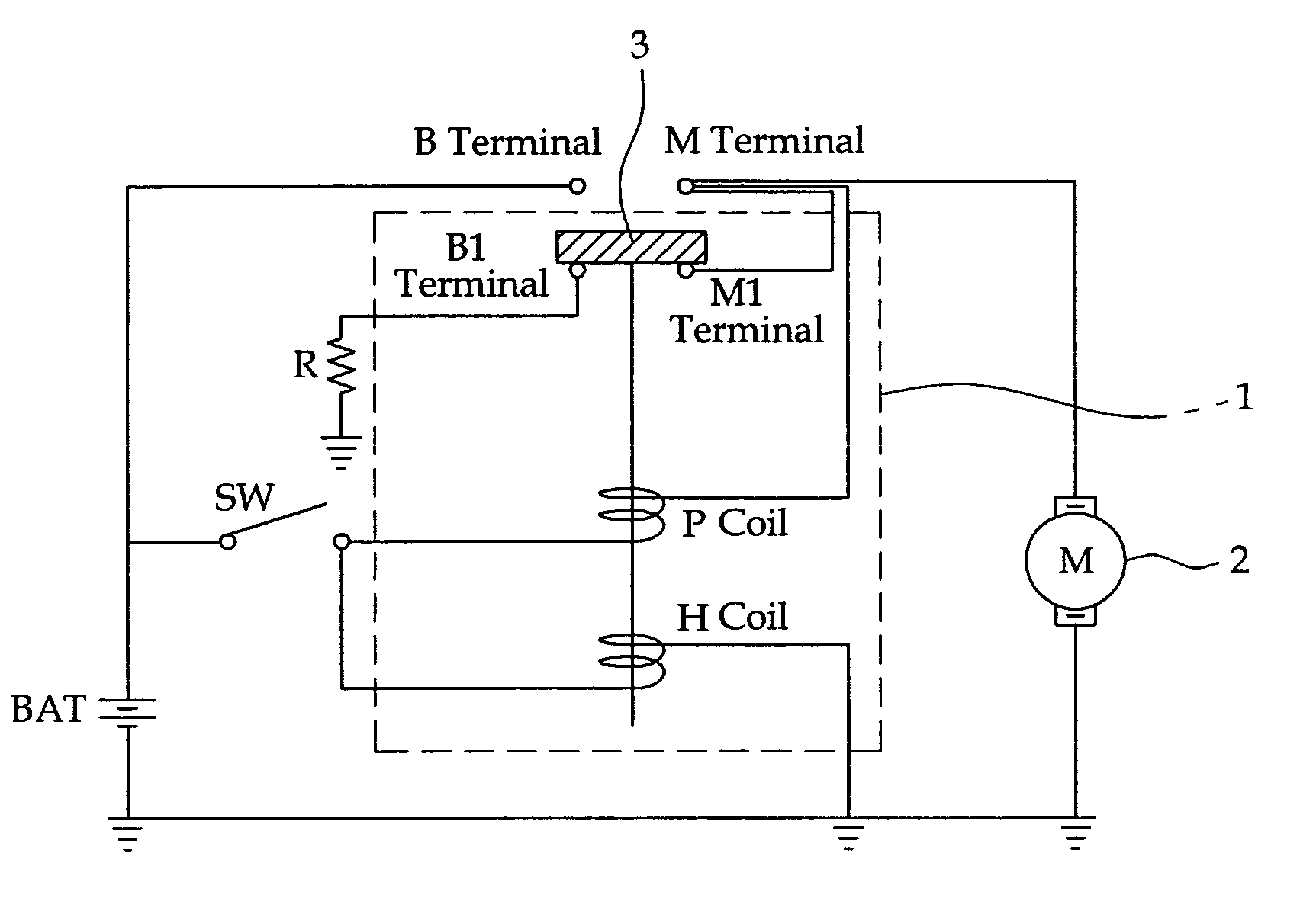 Stopping noise reduction circuit for start motor using resistor