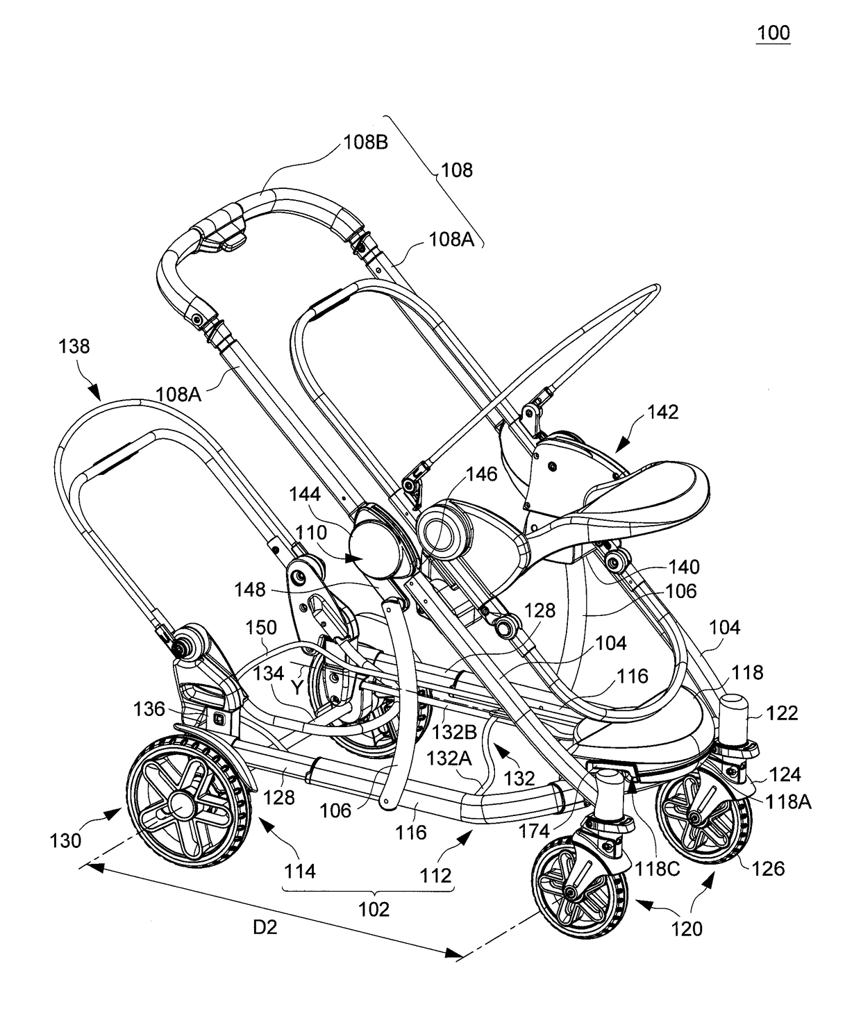 Child stroller apparatus having an expandable frame