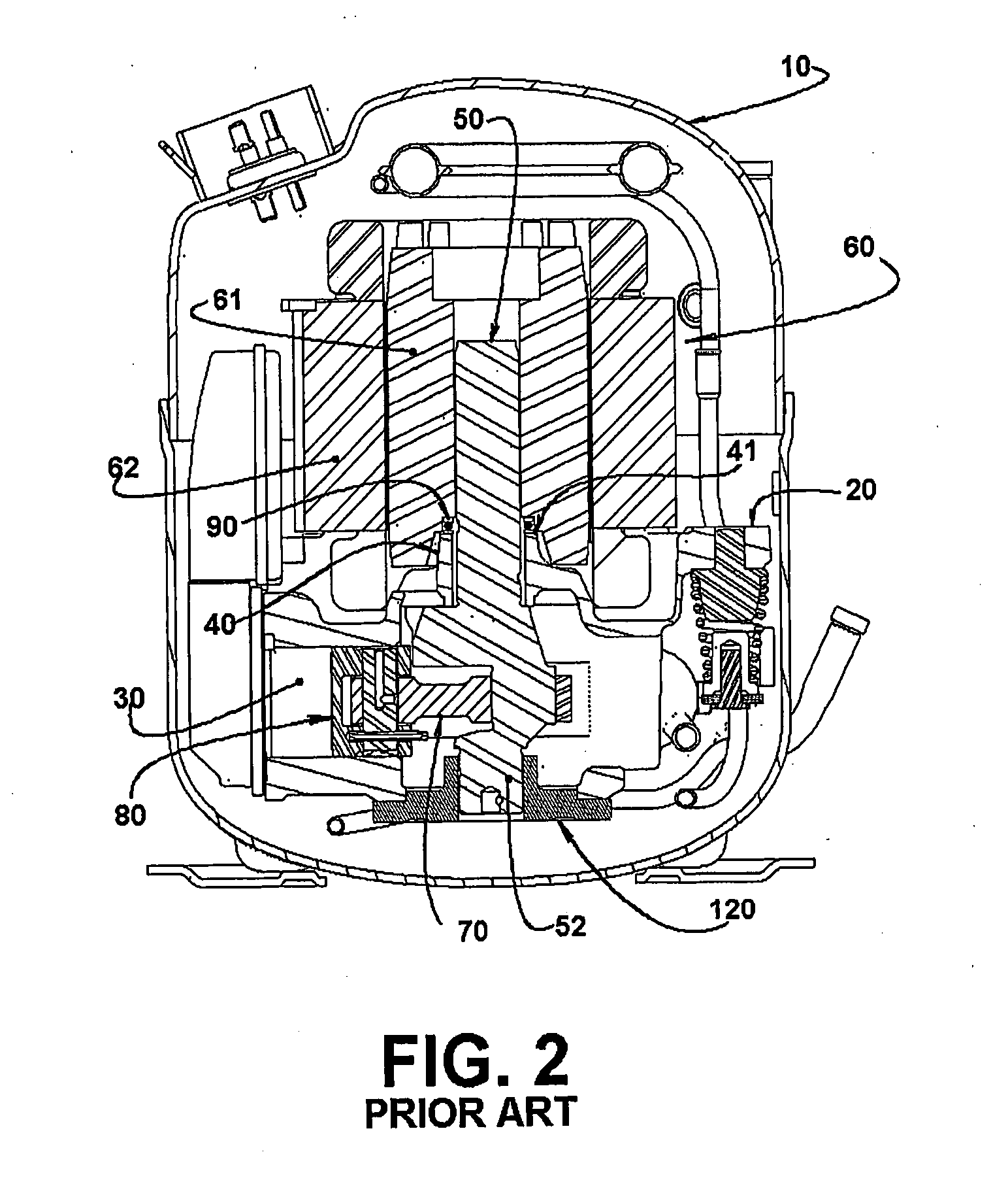 Axial bearing arrangement in a hermetic compressor