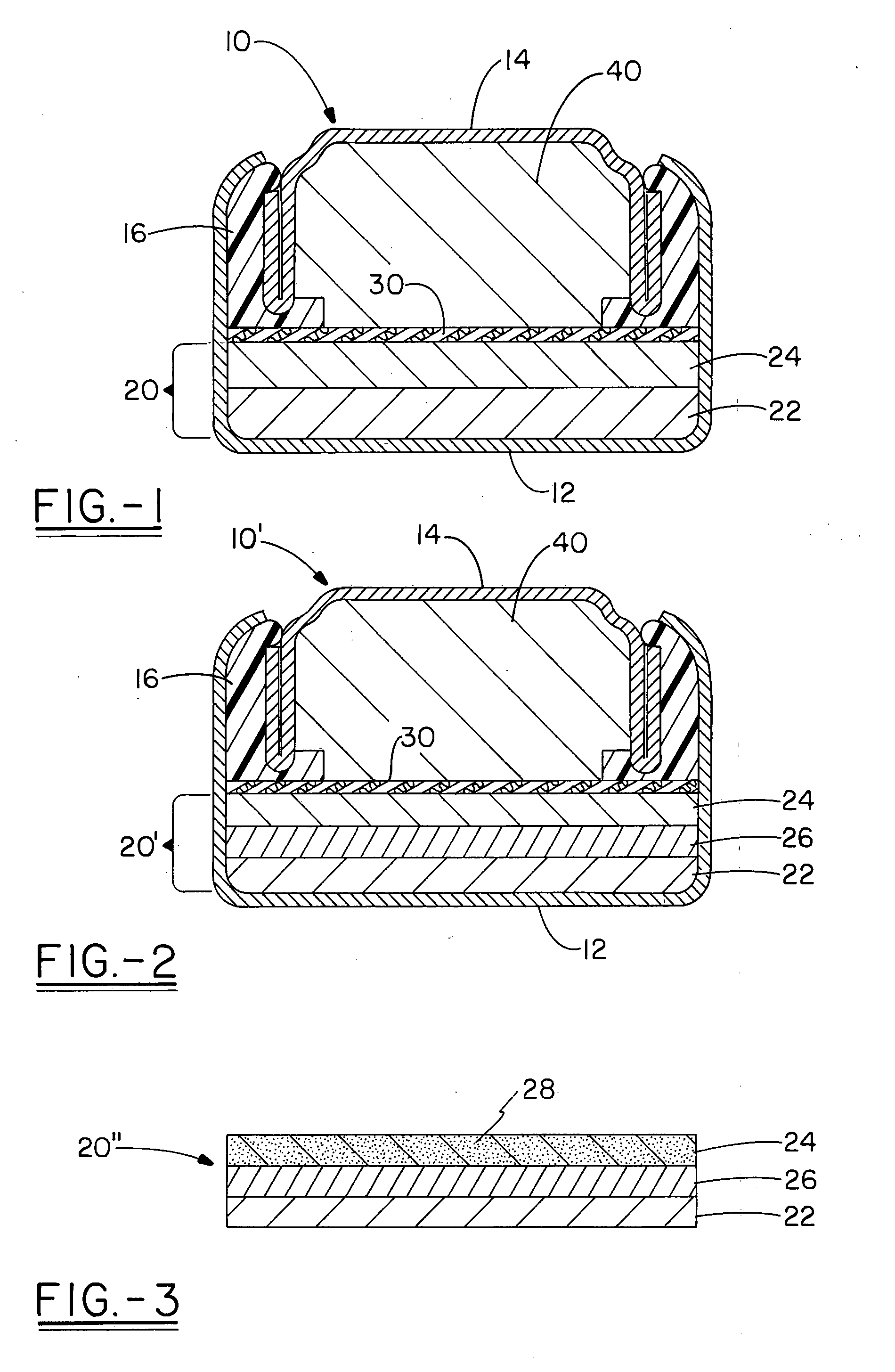 Multi-layer positive electrode structures having a silver-containing layer for miniature cells