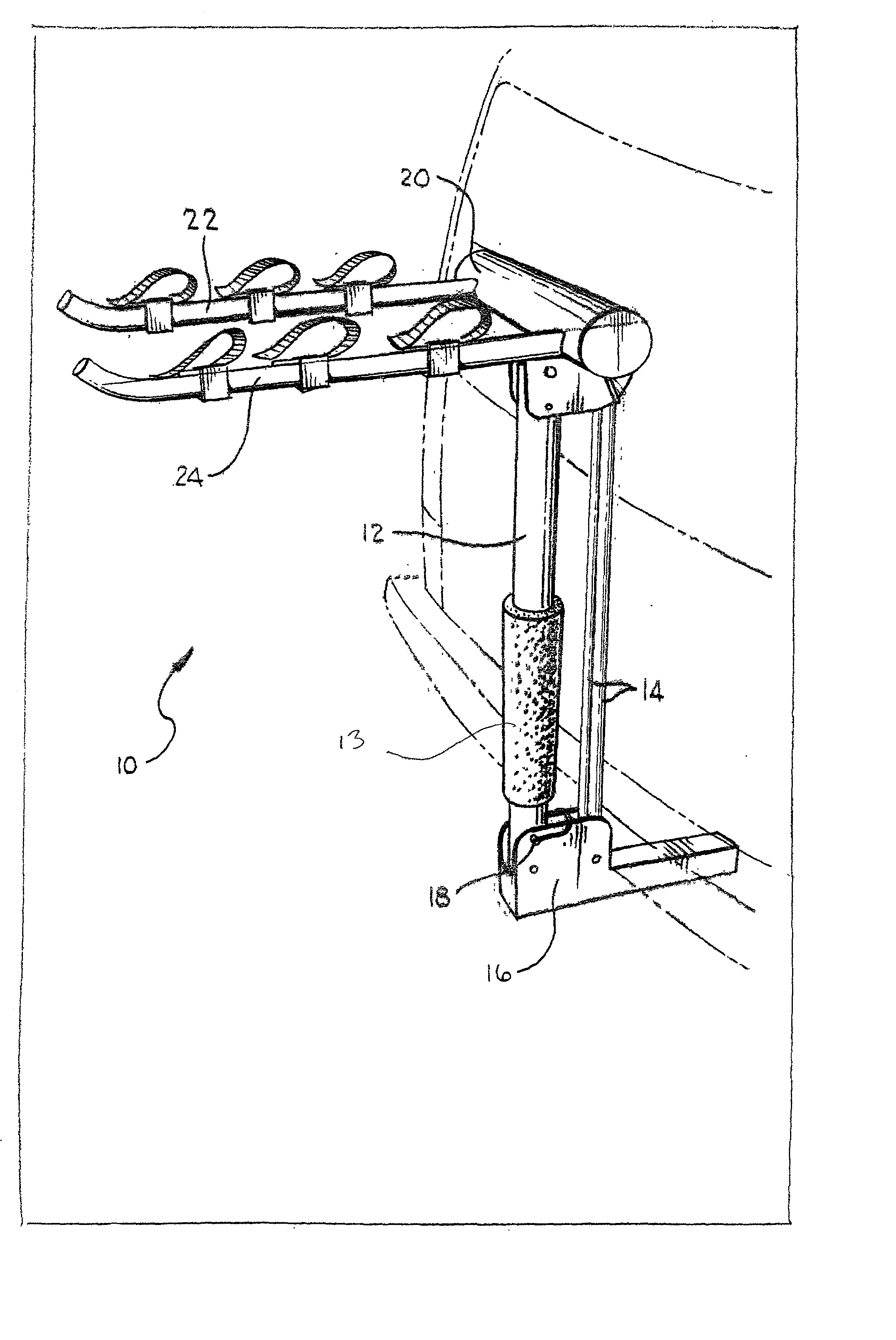 Hitch-mounted pivotable racking assembly