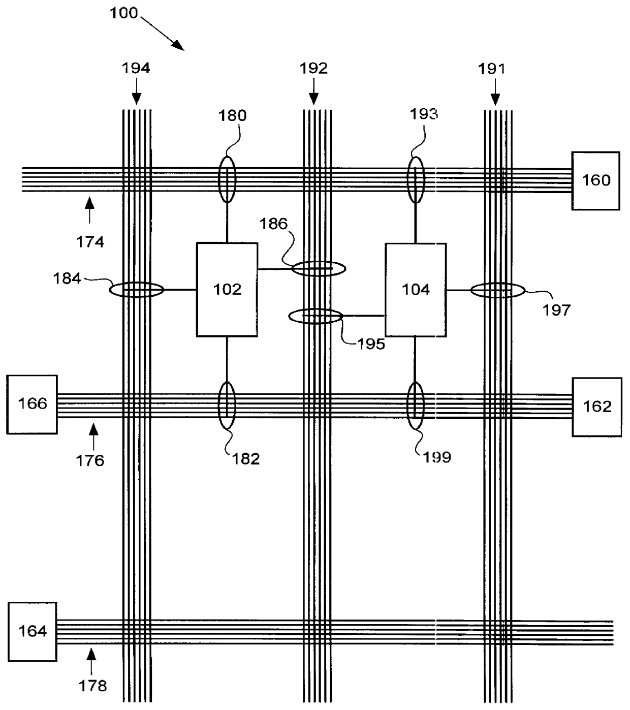 Programmable logic device architecture incorporating a dedicated cross-bar switch
