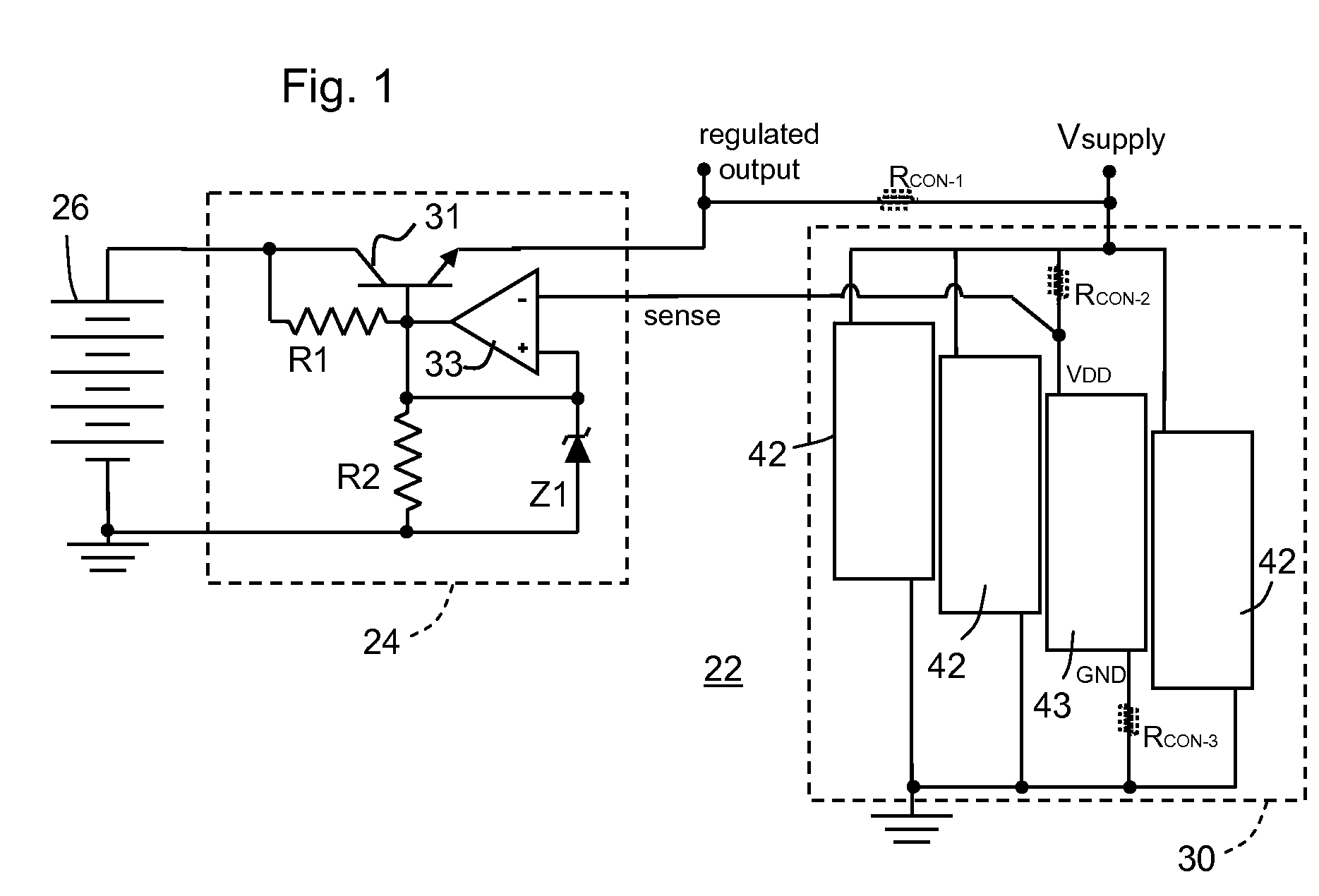 Power supply regulation using kelvin tap for voltage sense feedback from point within integrated circuit load
