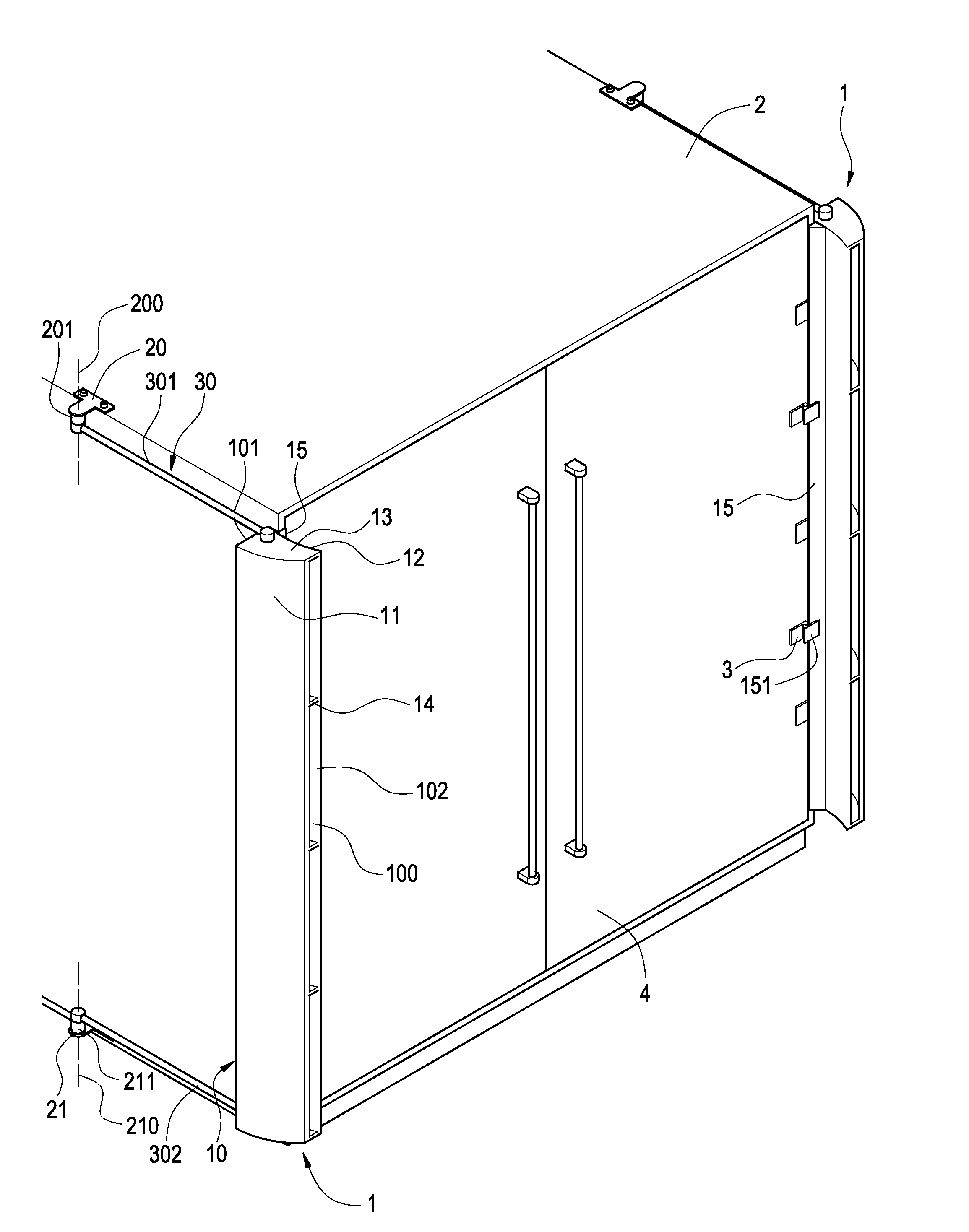 Rotationally supporting structure of vehicle's drag-reducing apparatus