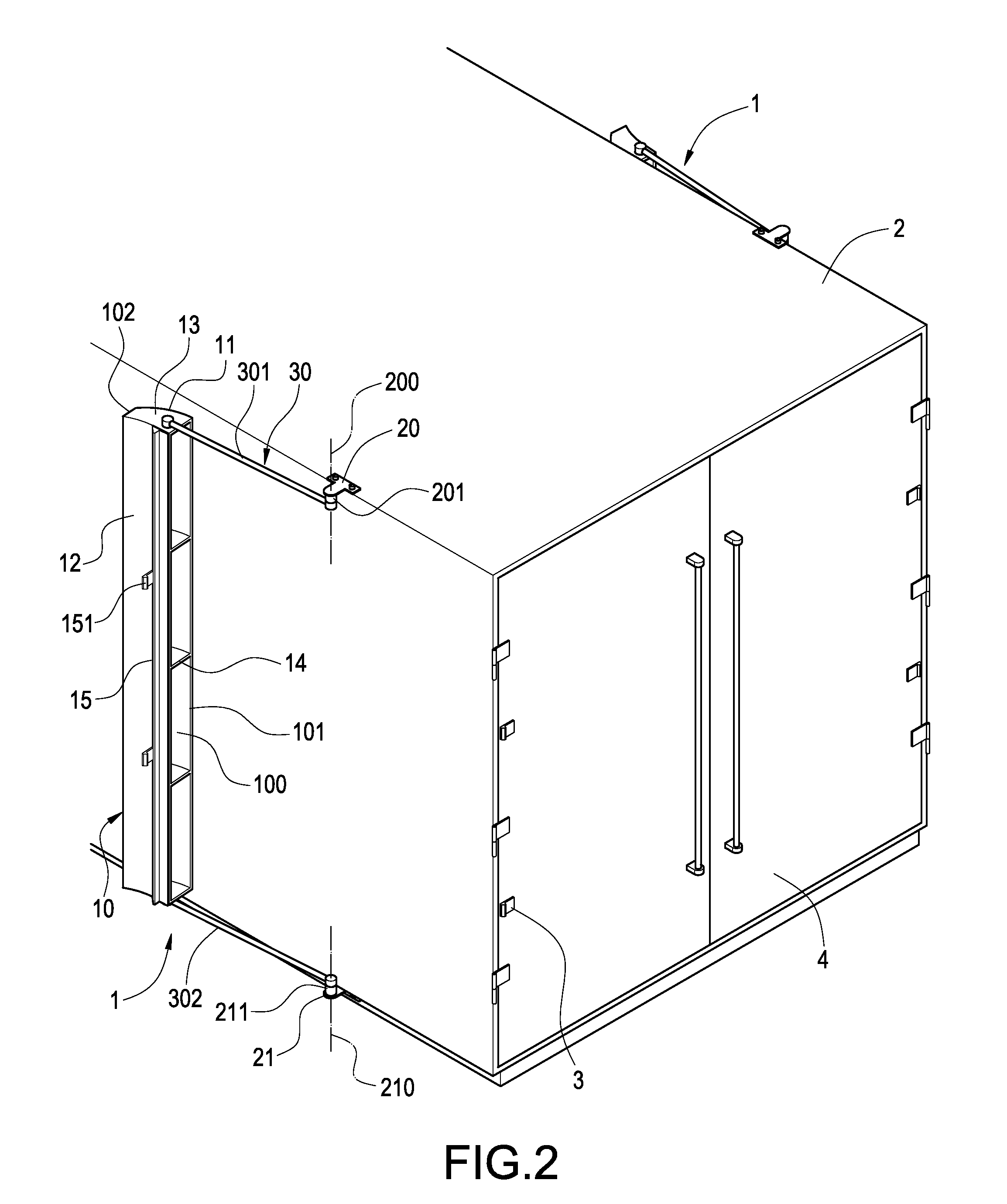 Rotationally supporting structure of vehicle's drag-reducing apparatus