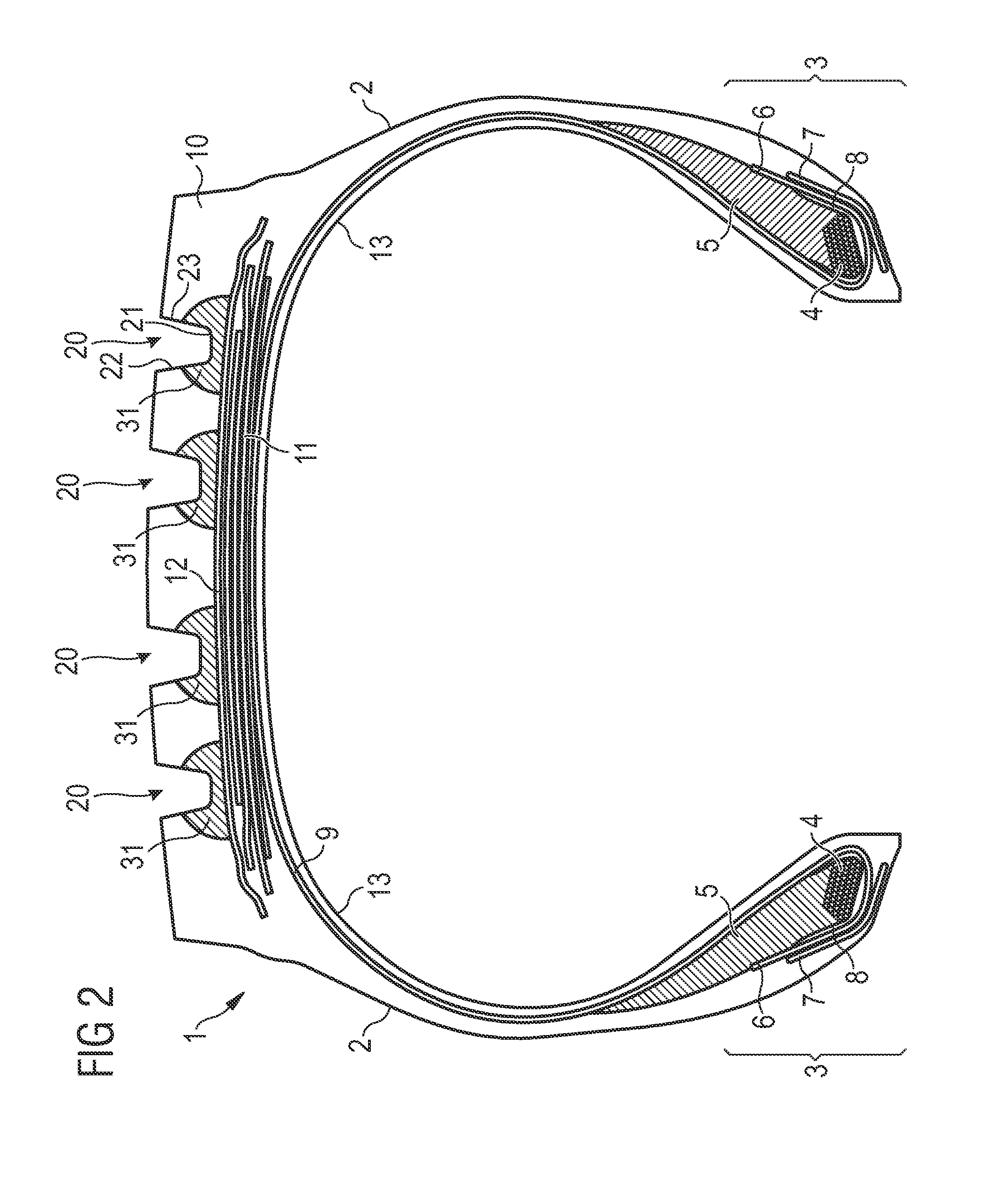 Tire tread with groove reinforcement