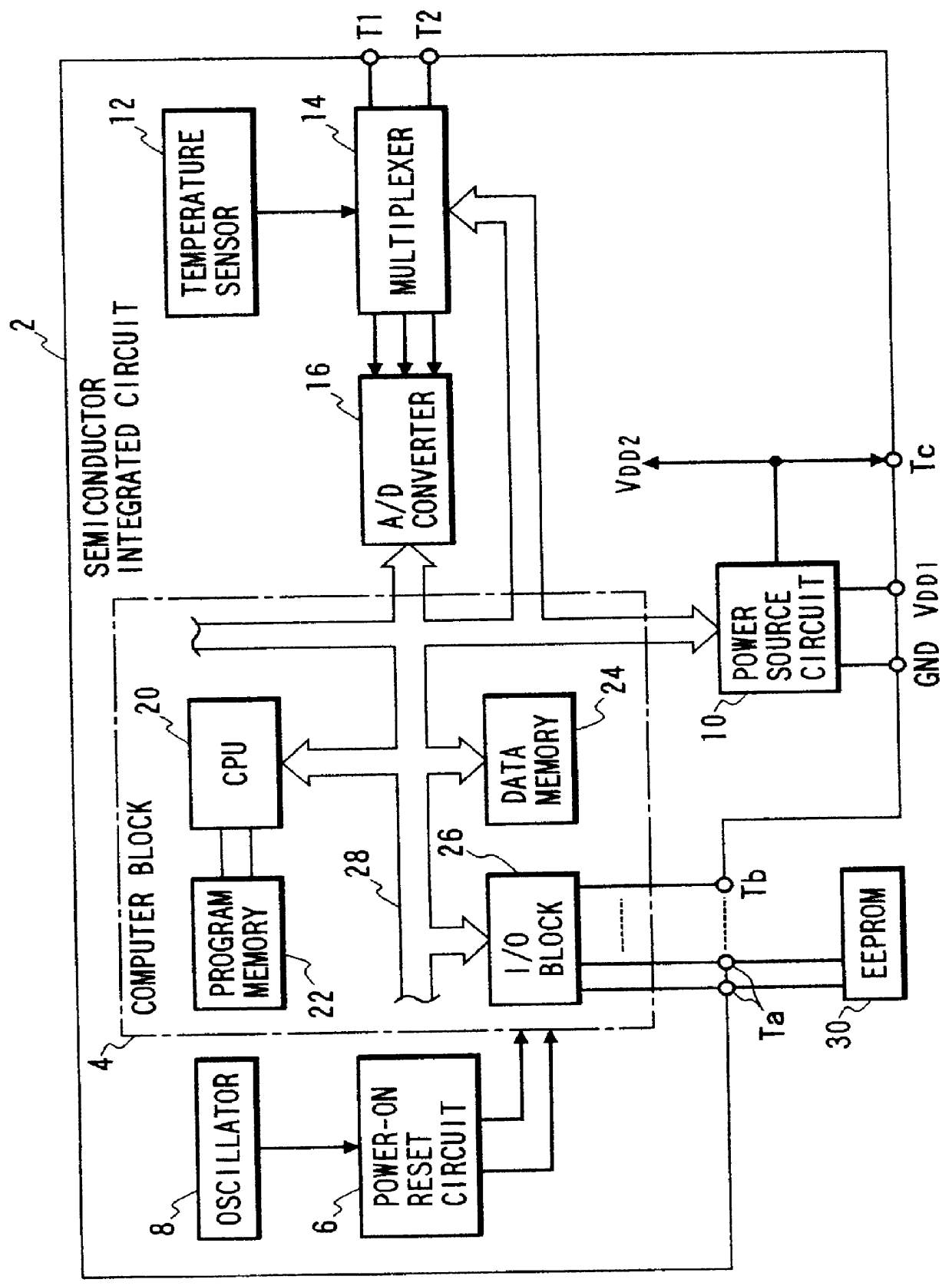 Electronic circuit with an operating characteristic correcting function