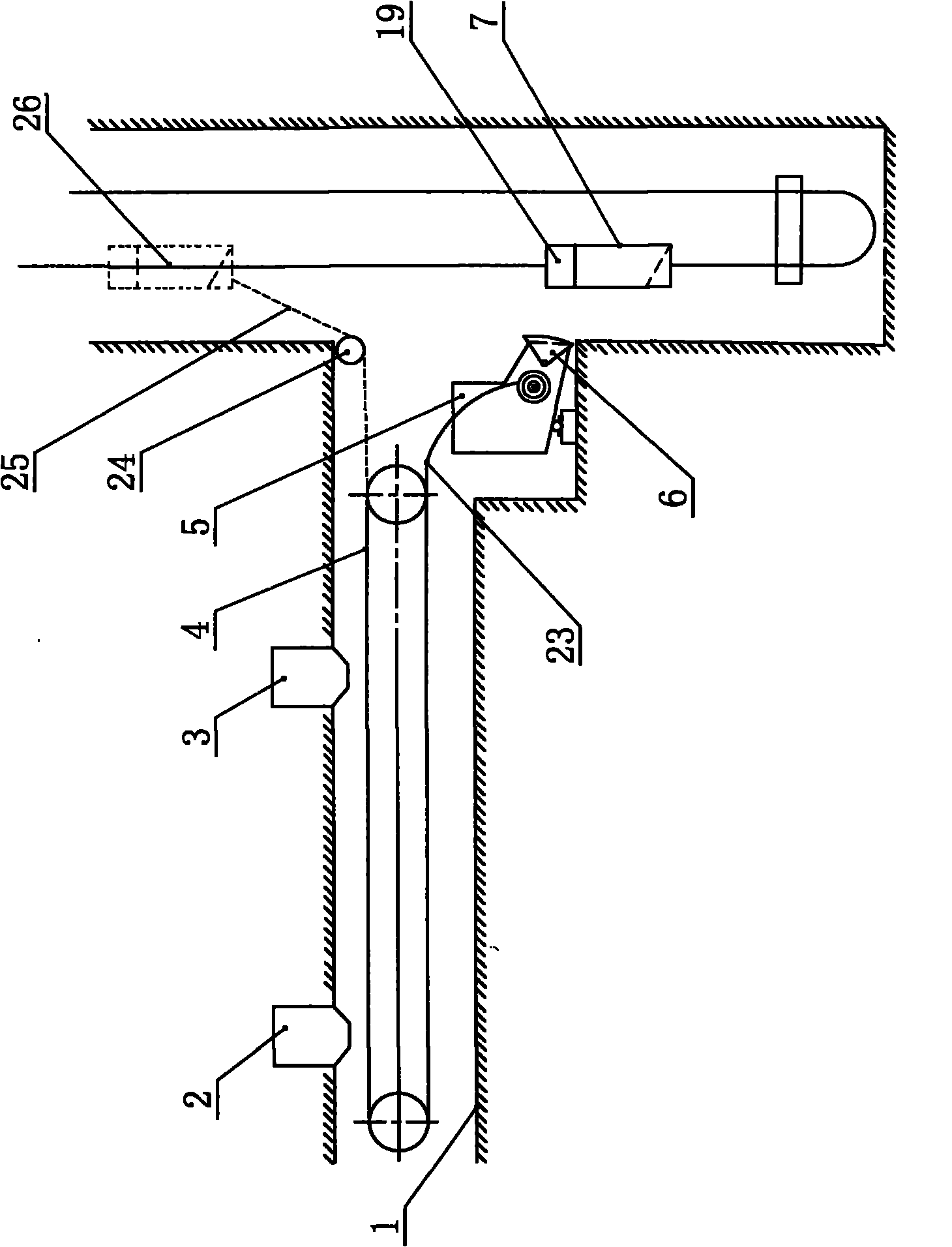 Process for replacing adhesive tape for adhesive tape transporter of coal mine main shaft loading chamber