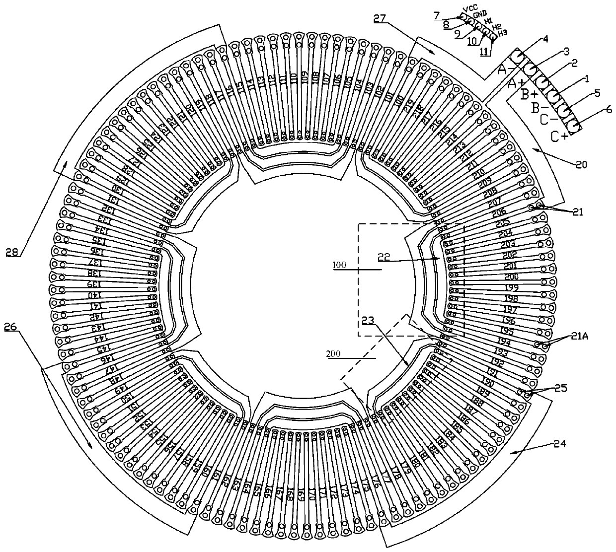 Stator structure based on disc type permanent-magnetism motor winding