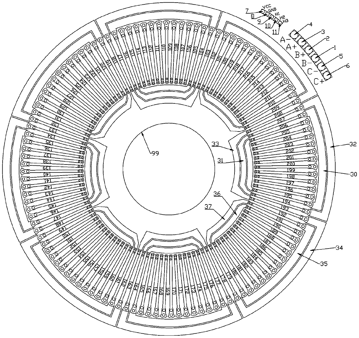 Stator structure based on disc type permanent-magnetism motor winding