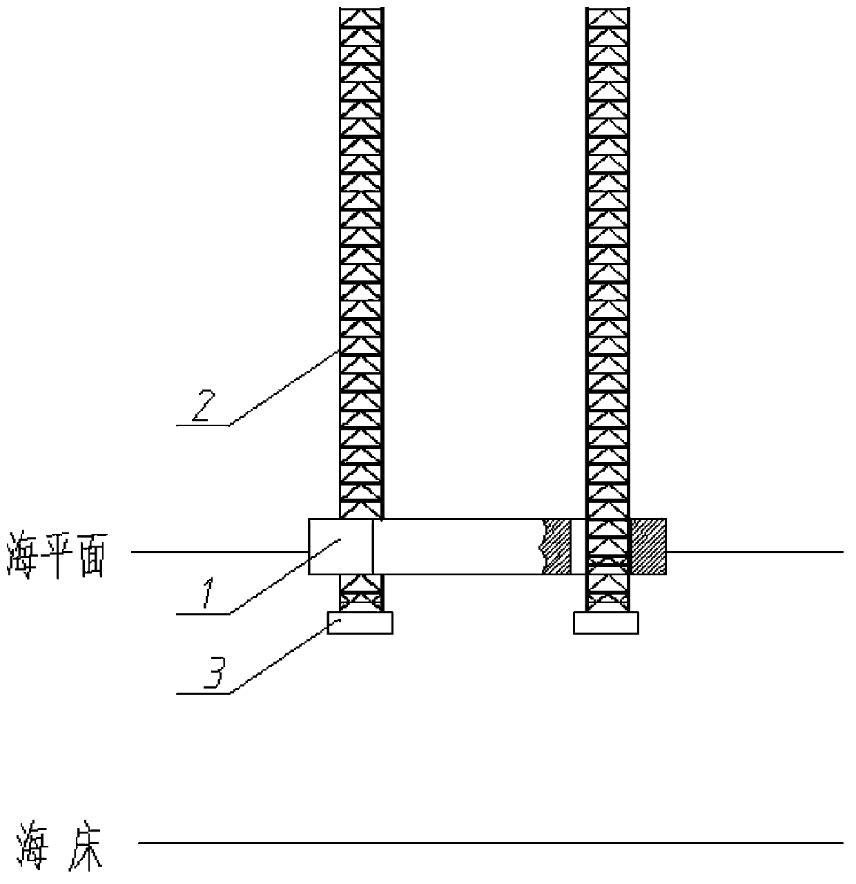 Splicing trussed type pile leg device