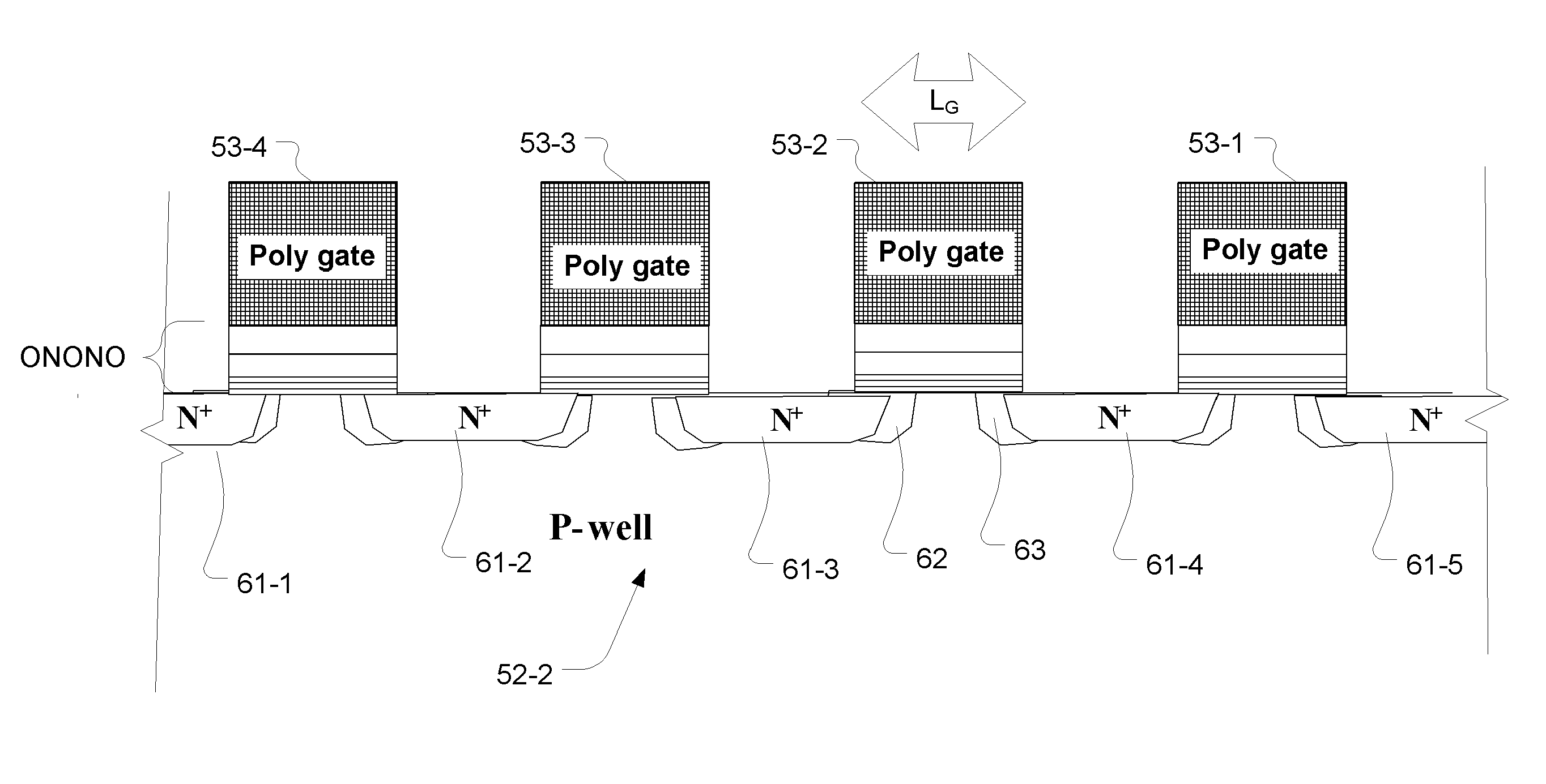 Lateral pocket implant charge trapping devices