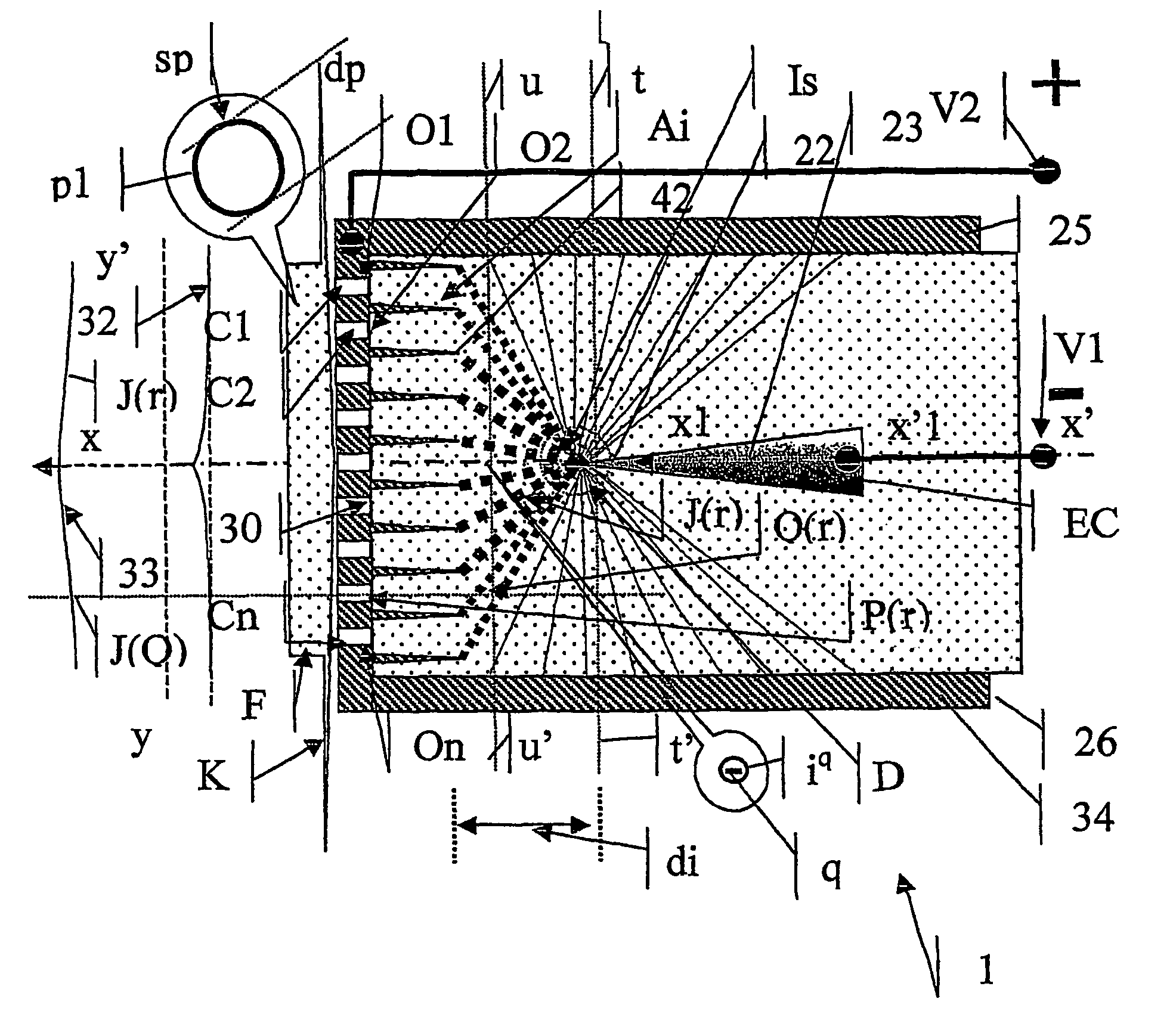 Electrostatic device for ionic air emission