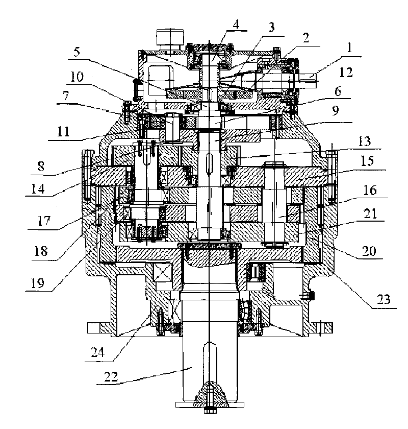 Four-stage driving combined type speed reducer and speed reduction method thereof