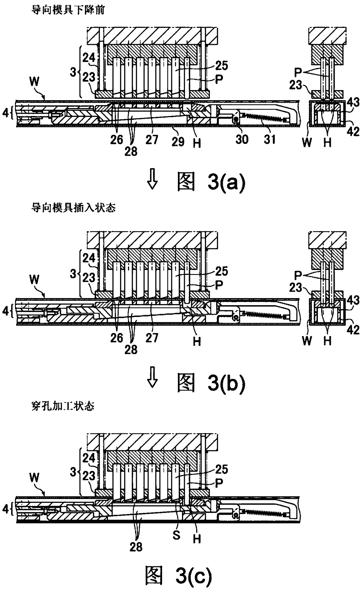 Perforation processing device and processing method for perforated processing waste of cornertube