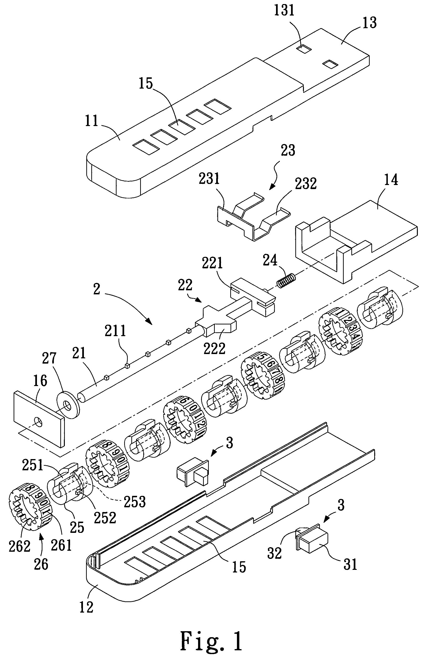 Locking device with changeable combination of numerals for locking a connecting port on a computer