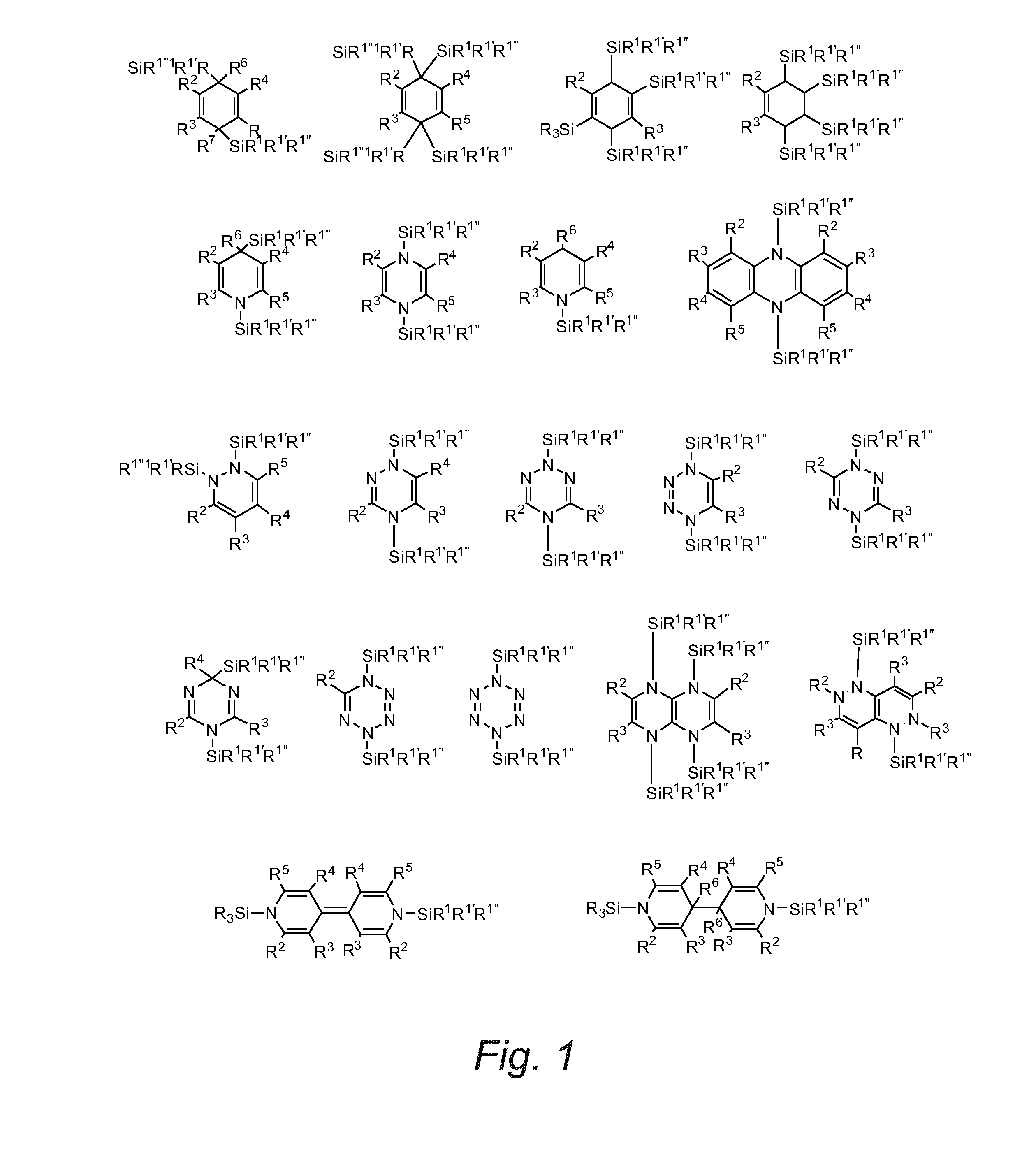Bis(trimethylsilyl) six-membered ring systems and related compounds as reducing agents for forming layers on a substrate