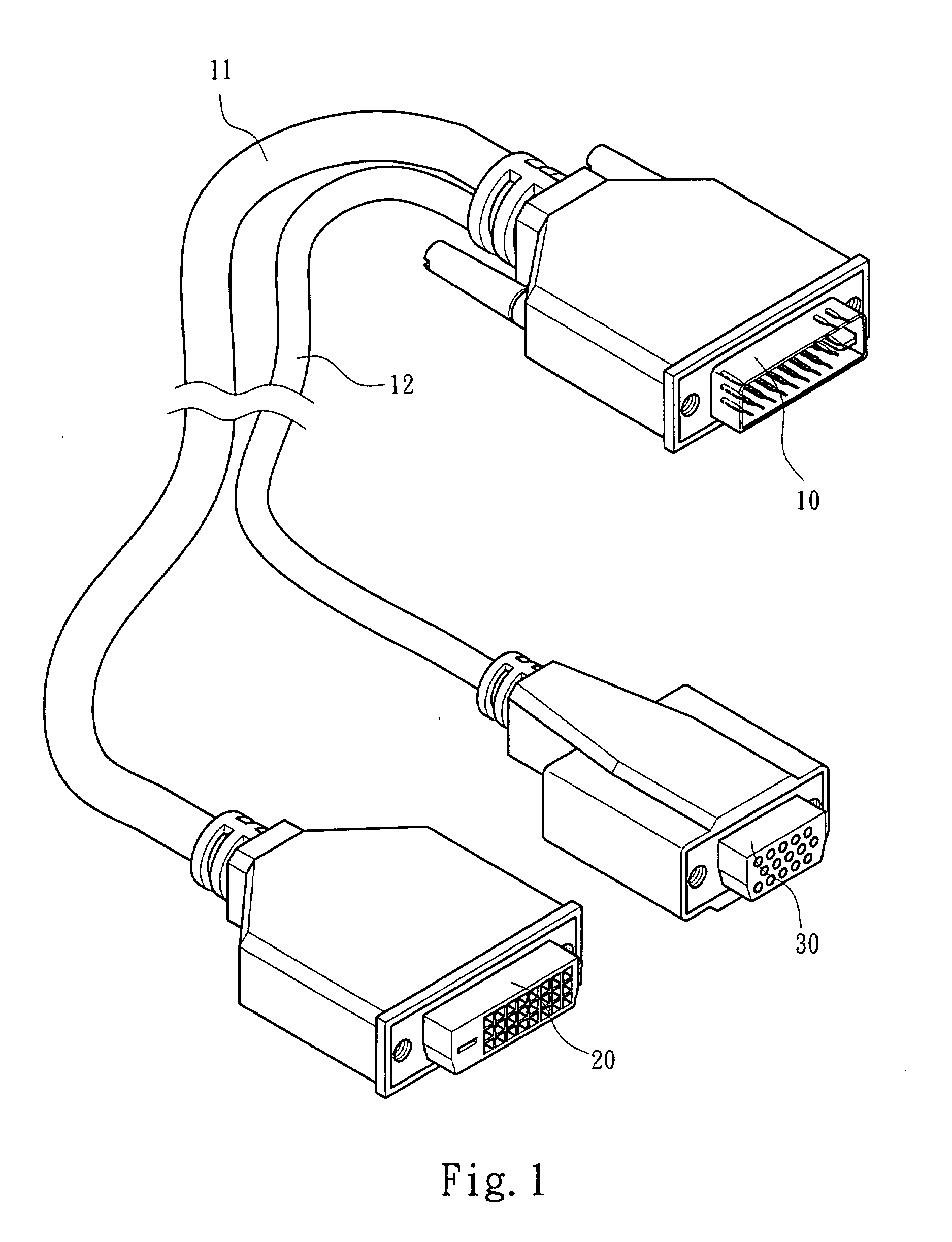 Video connection line to integrate analog and digital signals