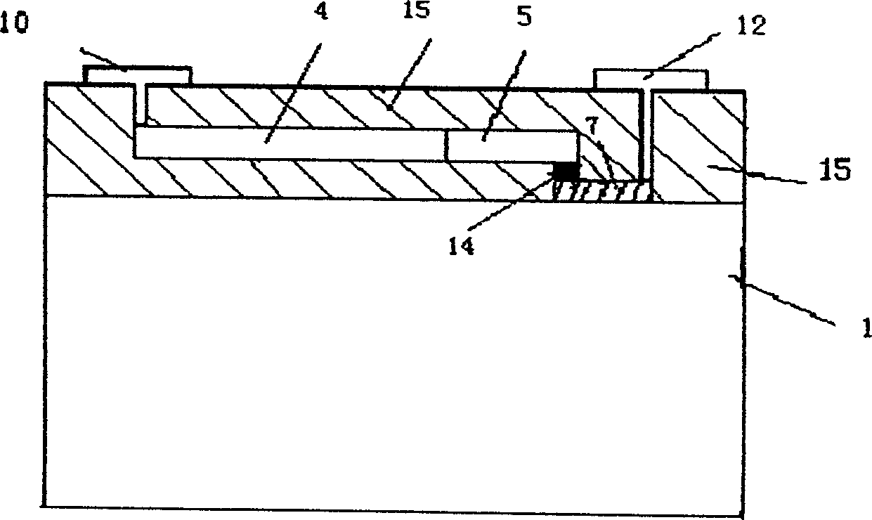 Direct heating terminal type micro electronic mechanical system microwave power sensor and its producing method