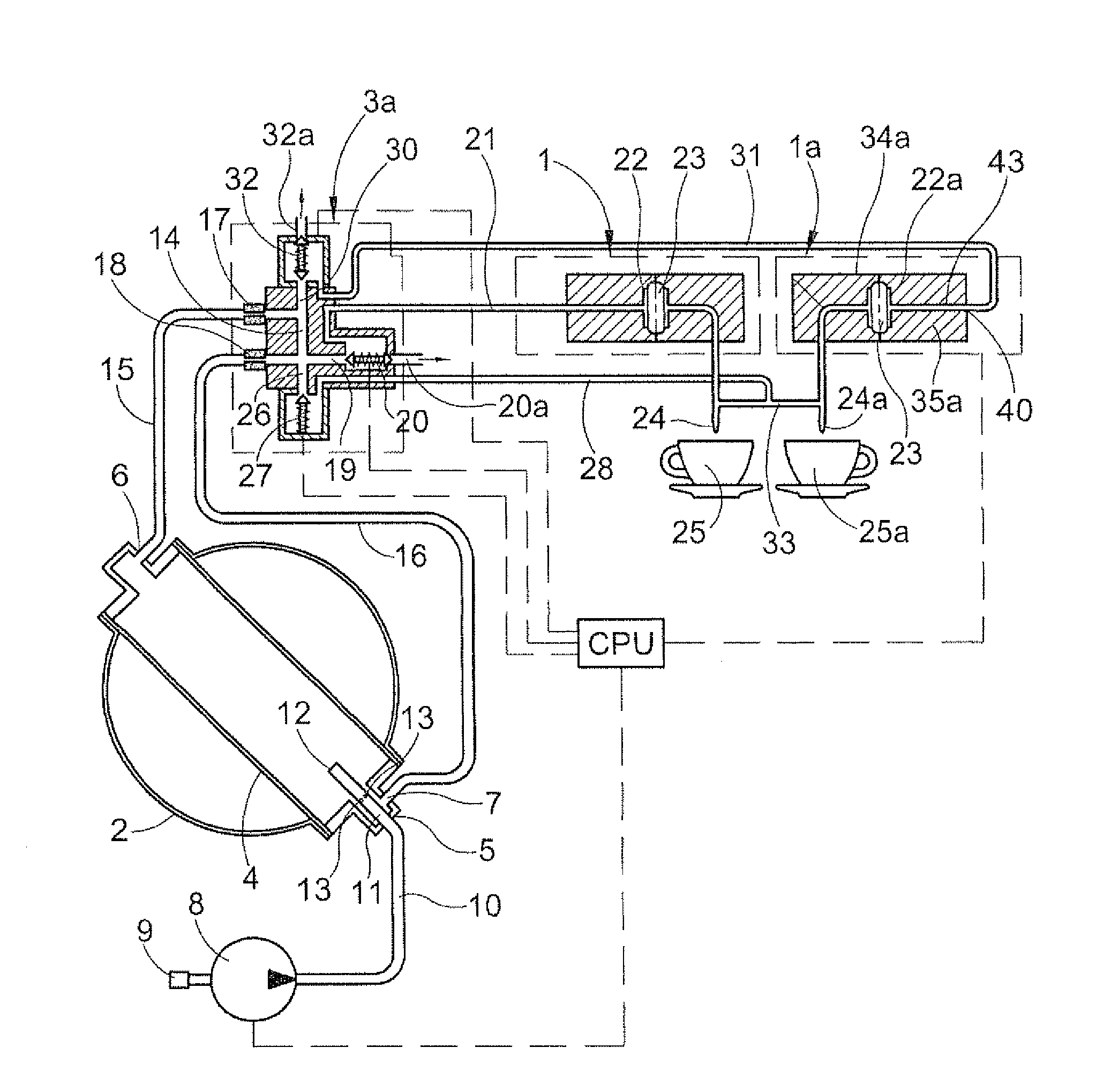 Apparatus for the preparation of coffee-based beverages from pre-packaged pods or capsules