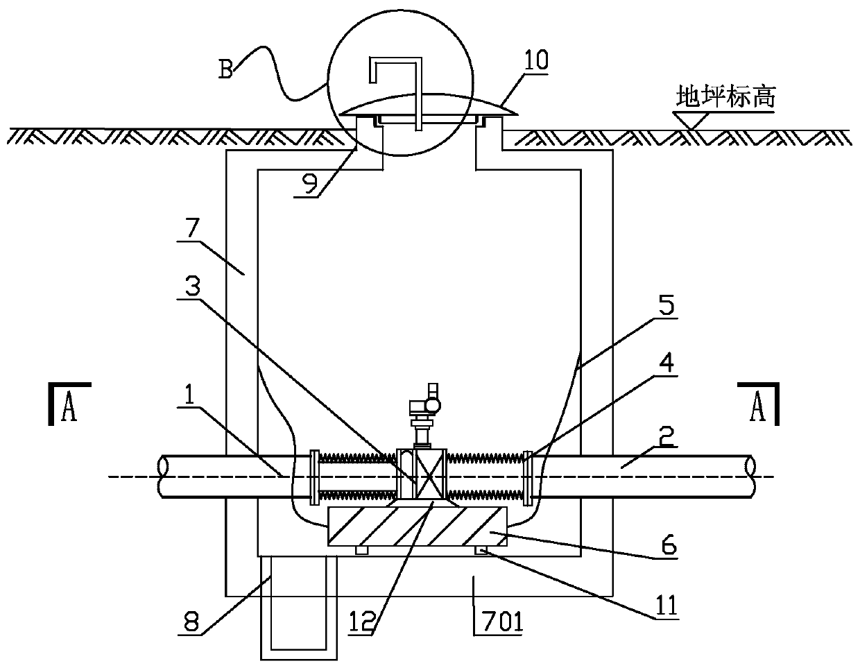 Lifting valve structure for dirt discharging pipeline