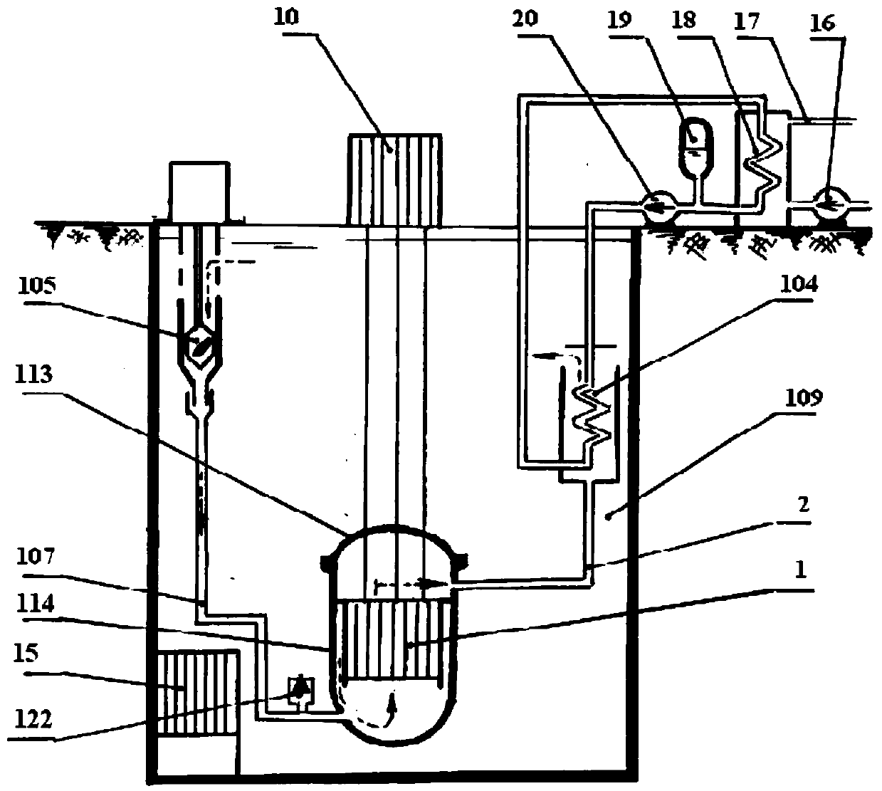 Shallow pool type nuclear energy low-temperature heating reactor device and running method thereof