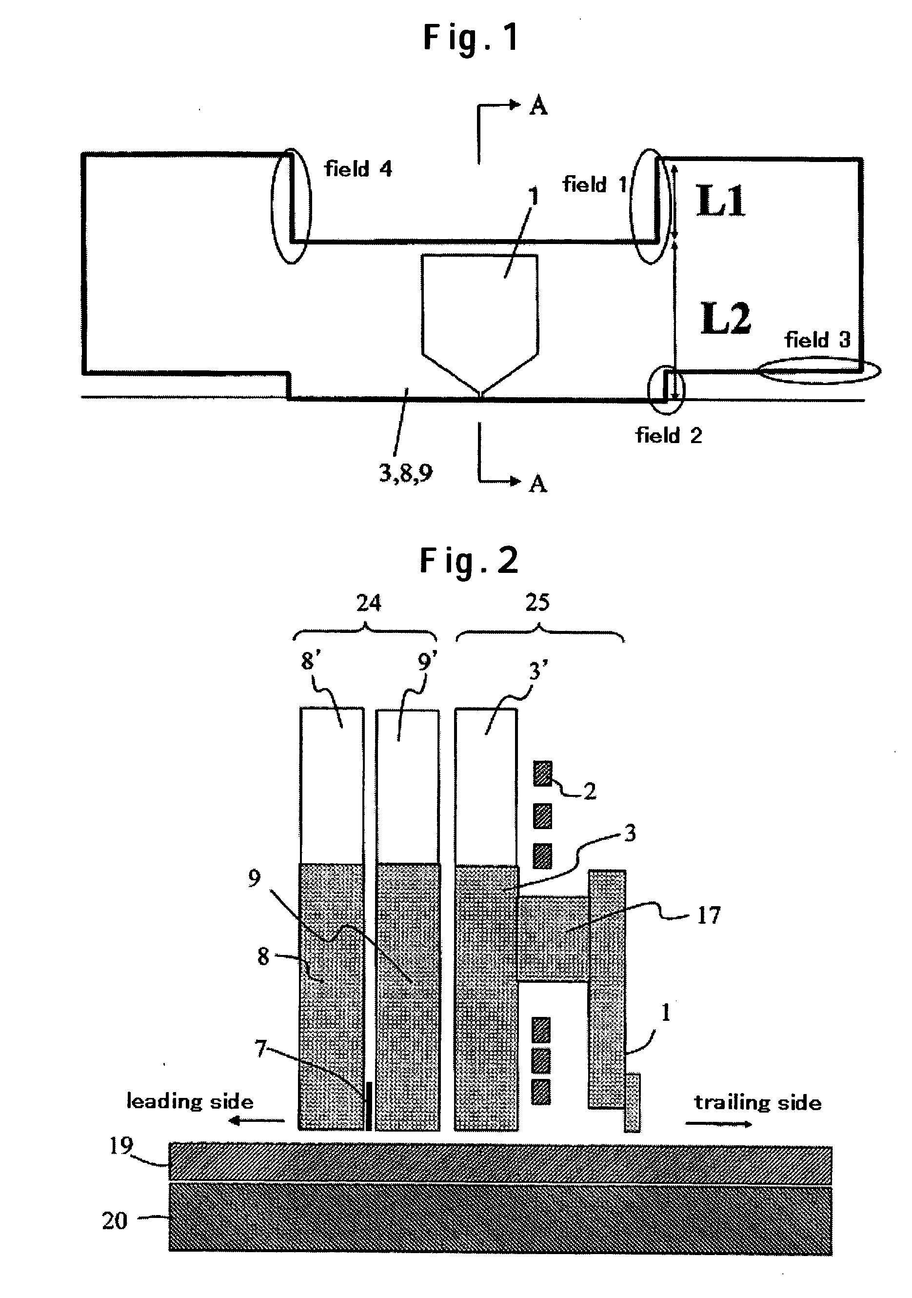 Magnetic head with recessed portion, and magnetic recording and reproduction apparatus comprising the same