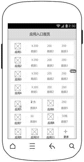 A method and device for managing application entry in a card type