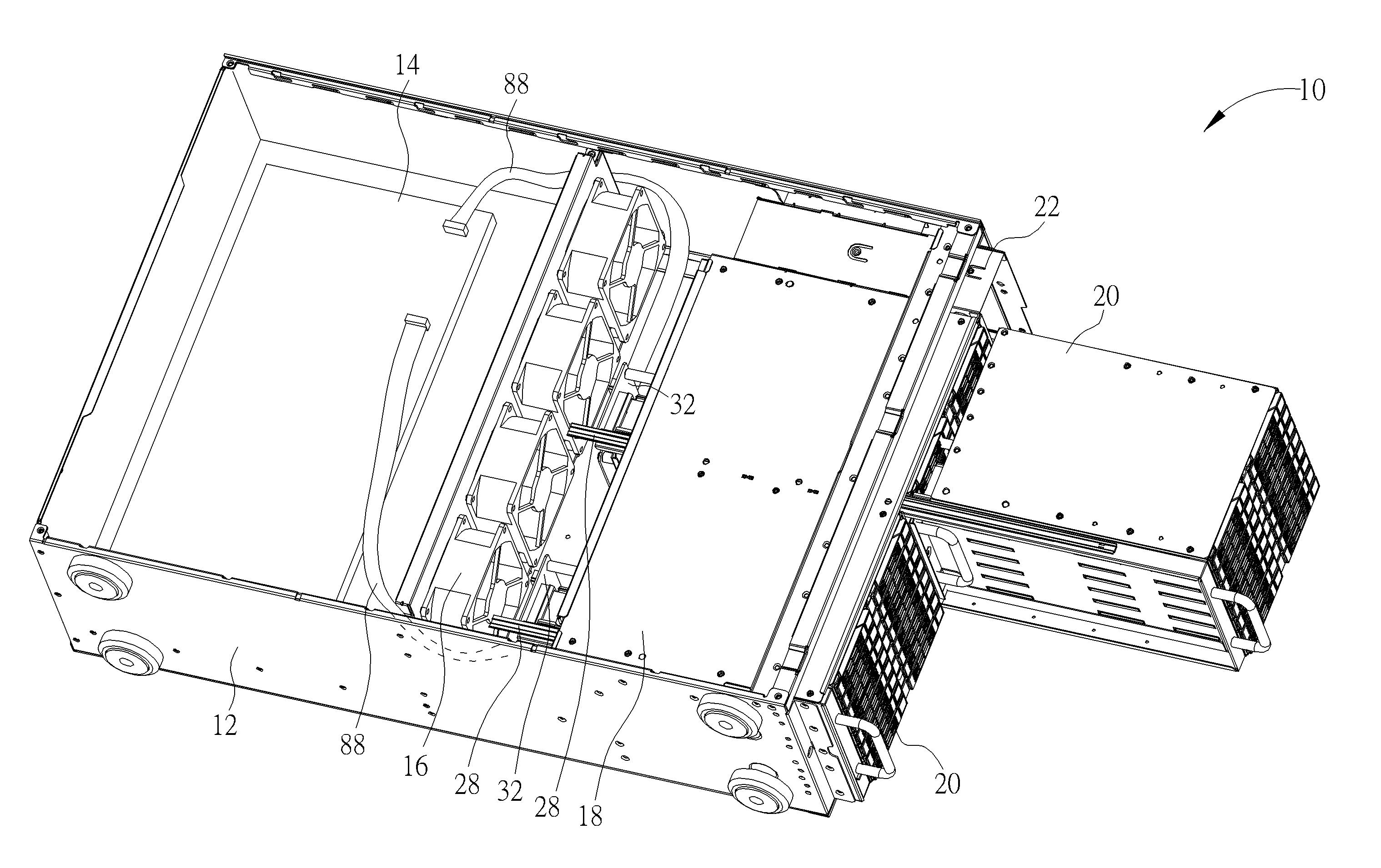 Storage unit combining module capable of loading several storage units, storage unit moving suit and related server apparatus having several storage unit combining modules