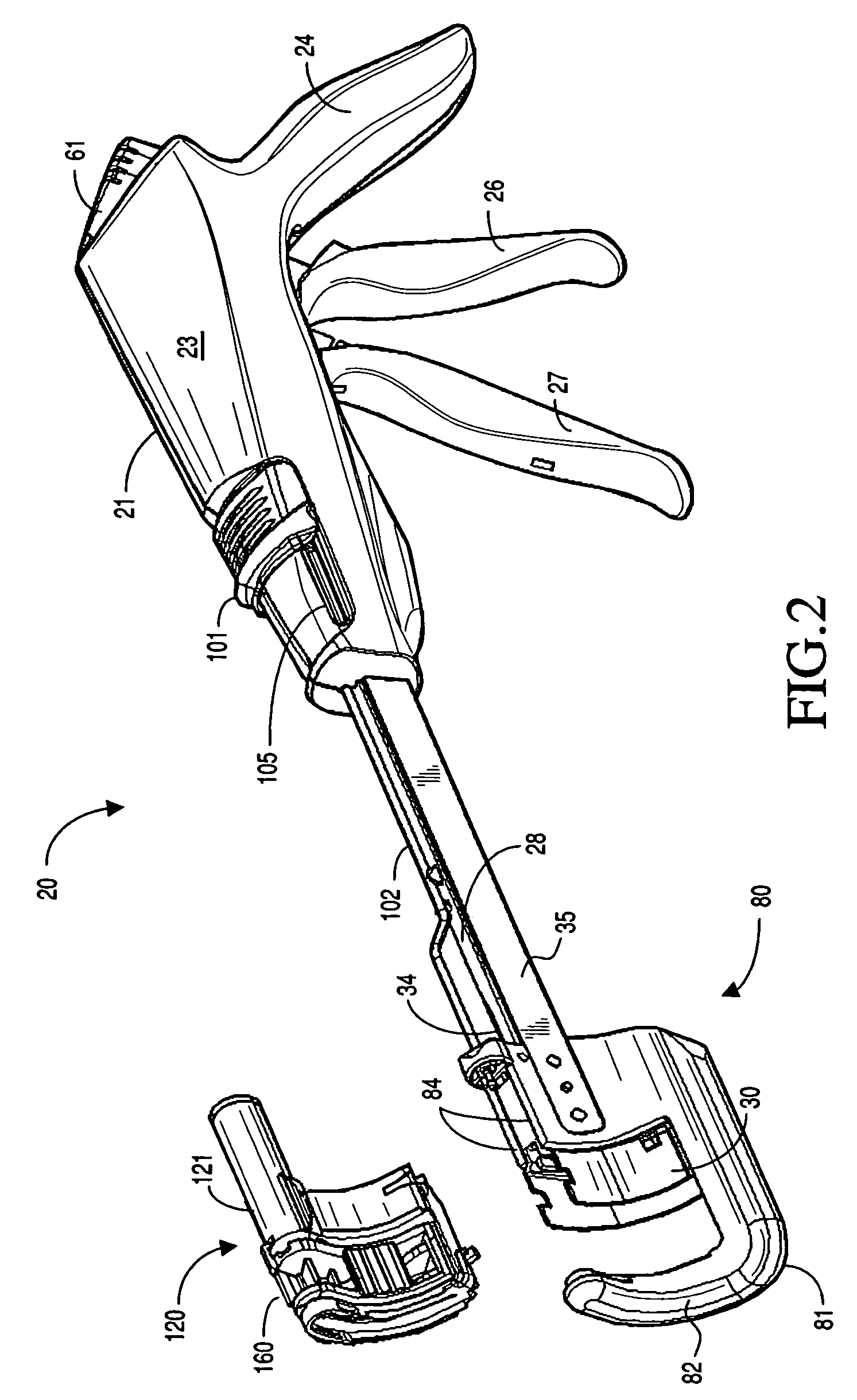 Cartridge with locking knife for a curved cutter stapler