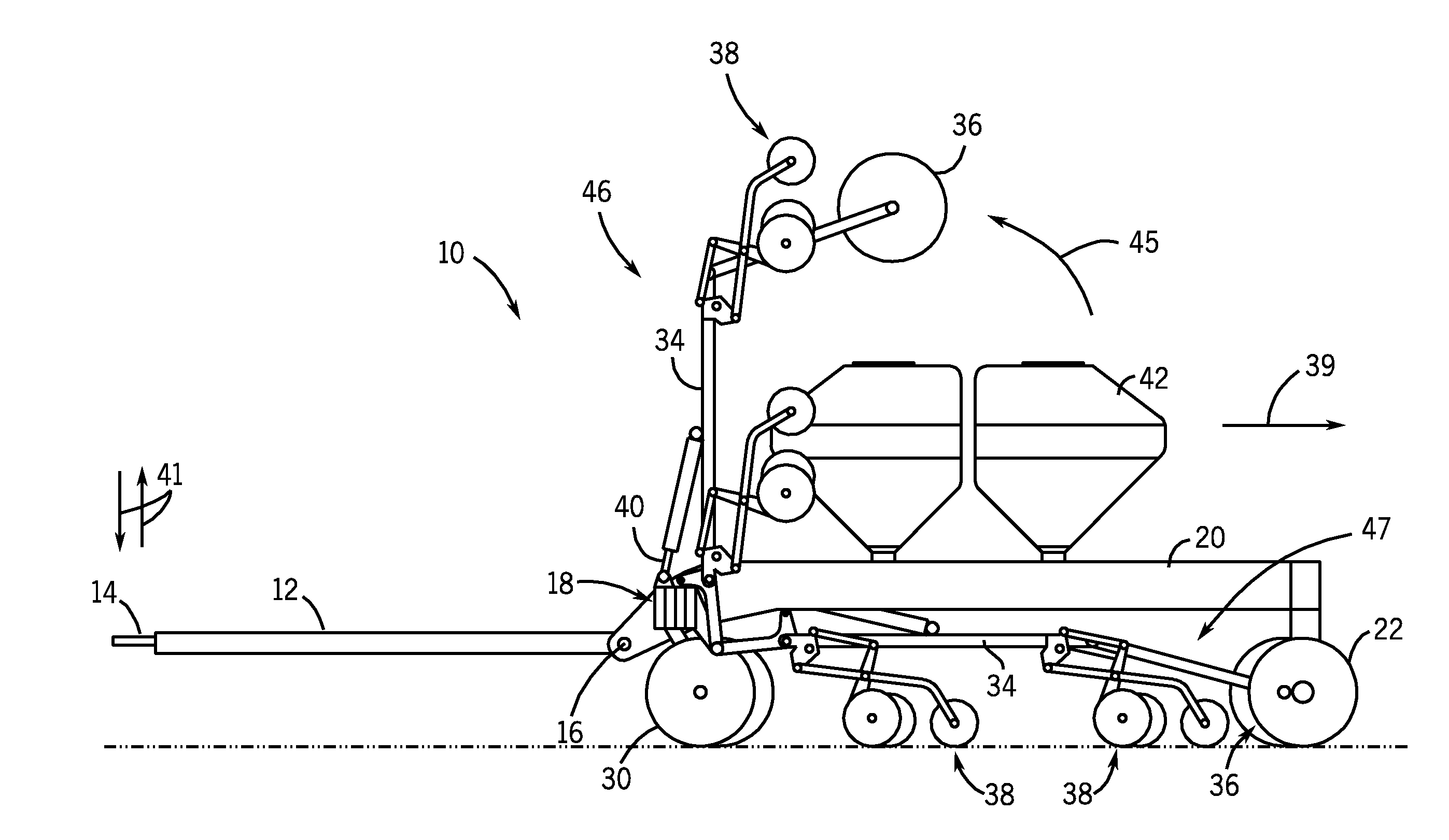 Boom stabilization method for narrow transport implement