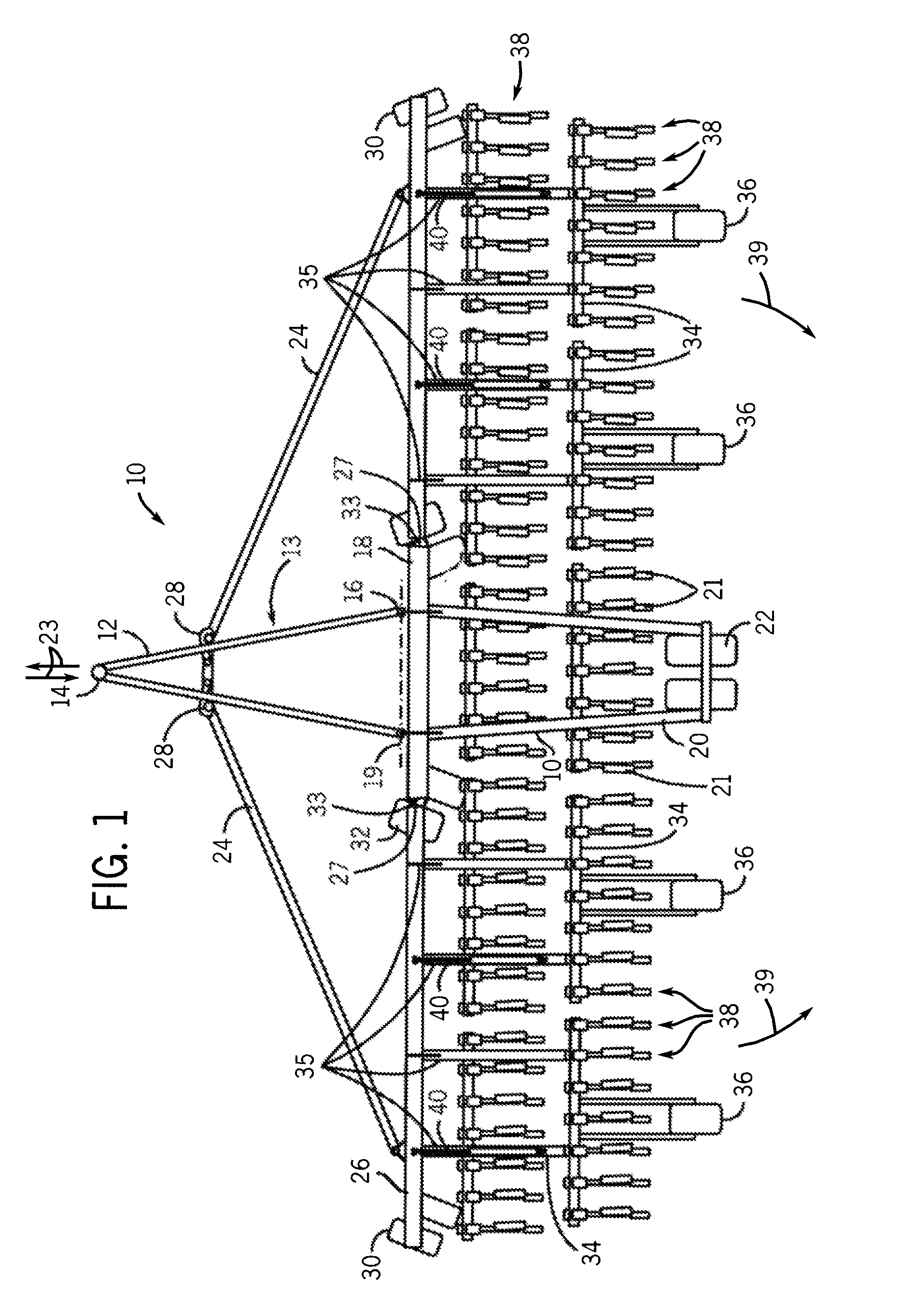 Boom stabilization method for narrow transport implement